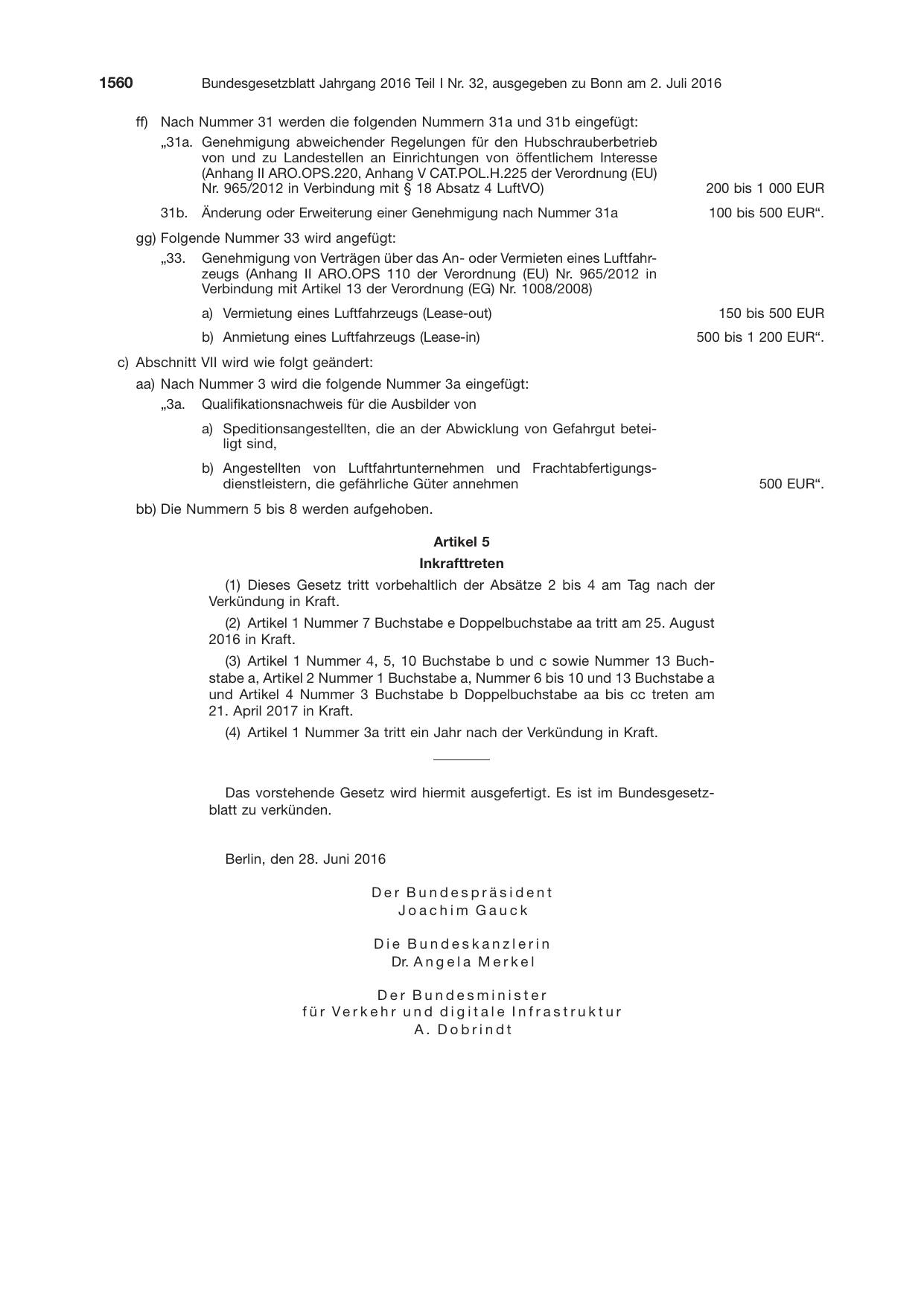 BGBl. 2016 — Originalseite als Abbildung