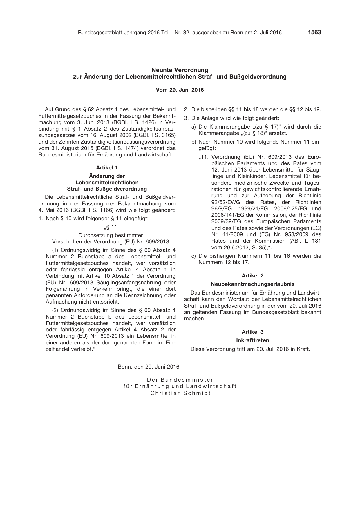 BGBl. 2016 — Originalseite als Abbildung