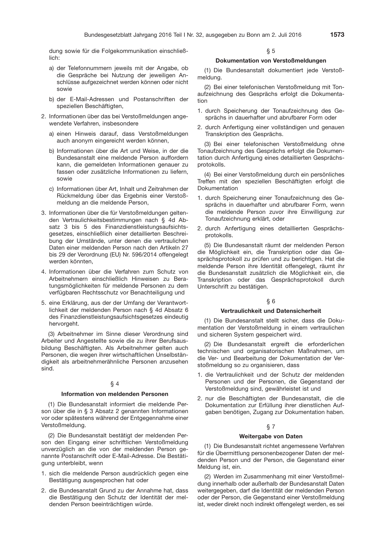 BGBl. 2016 — Originalseite als Abbildung
