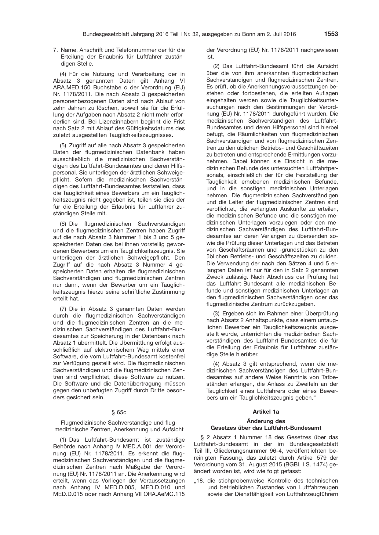 BGBl. 2016 — Originalseite als Abbildung