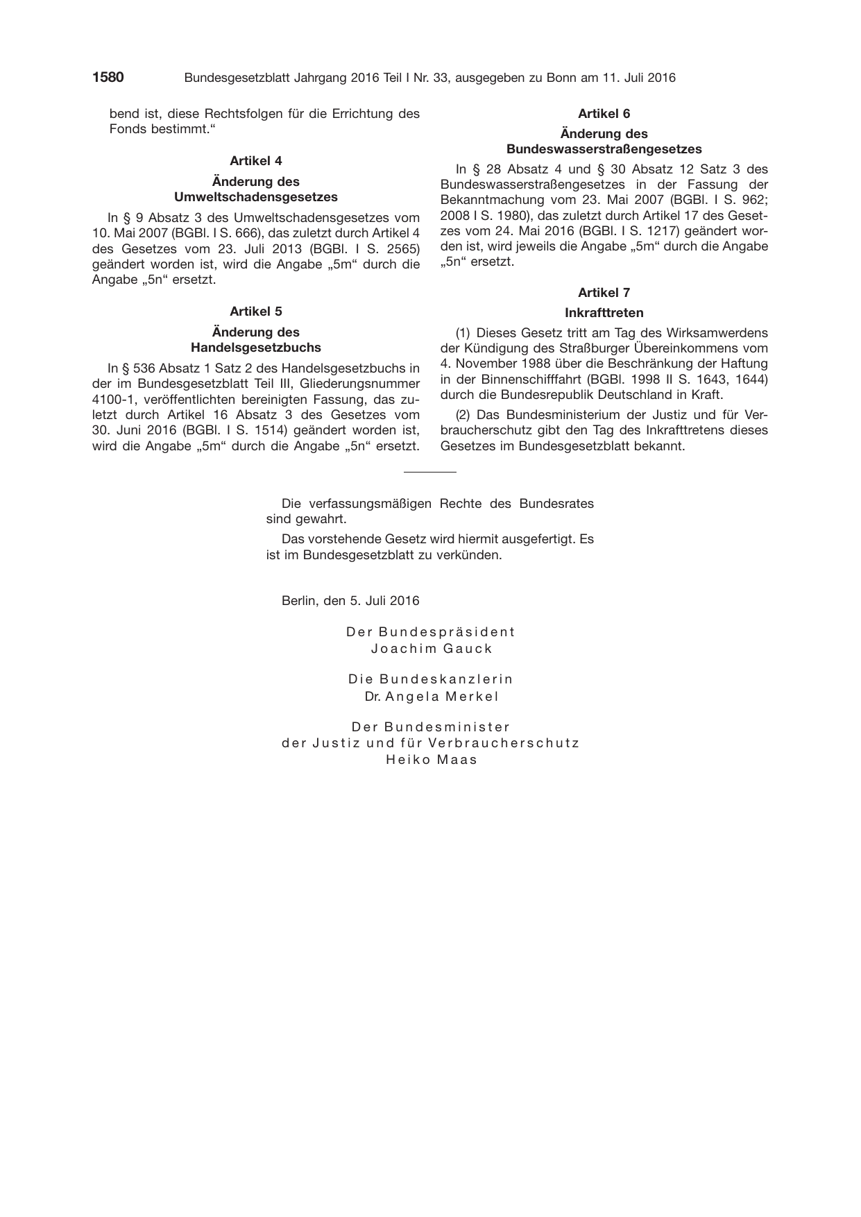 BGBl. 2016, Seite 1580 — Originalseite als Abbildung