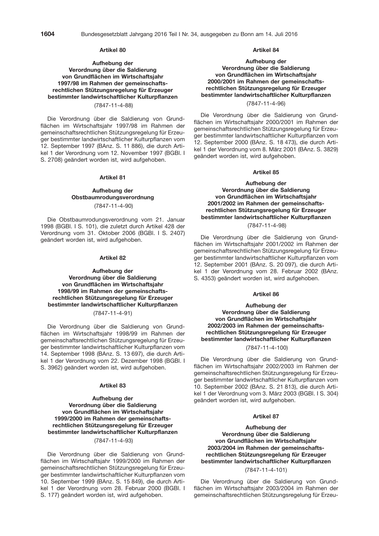 BGBl. 2016, Seite 1604 — Originalseite als Abbildung