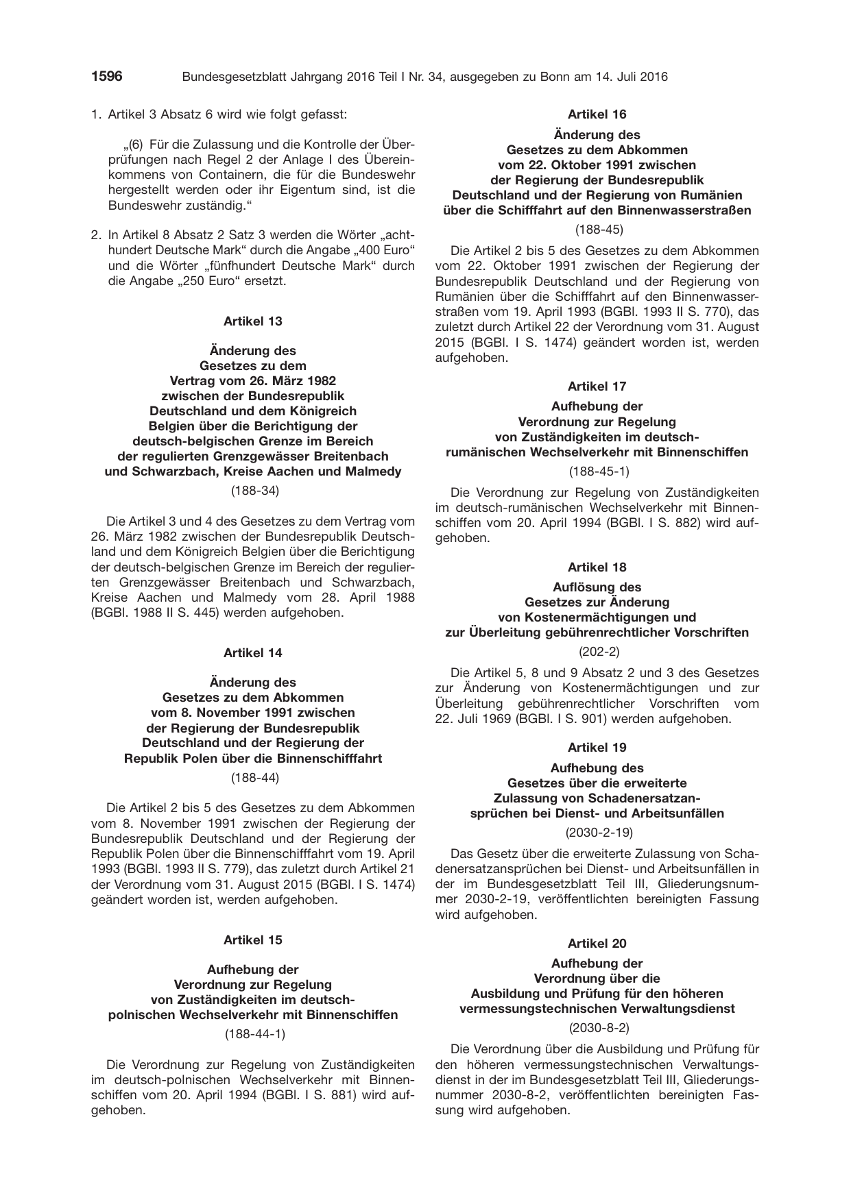 BGBl. 2016, Seite 1596 — Originalseite als Abbildung