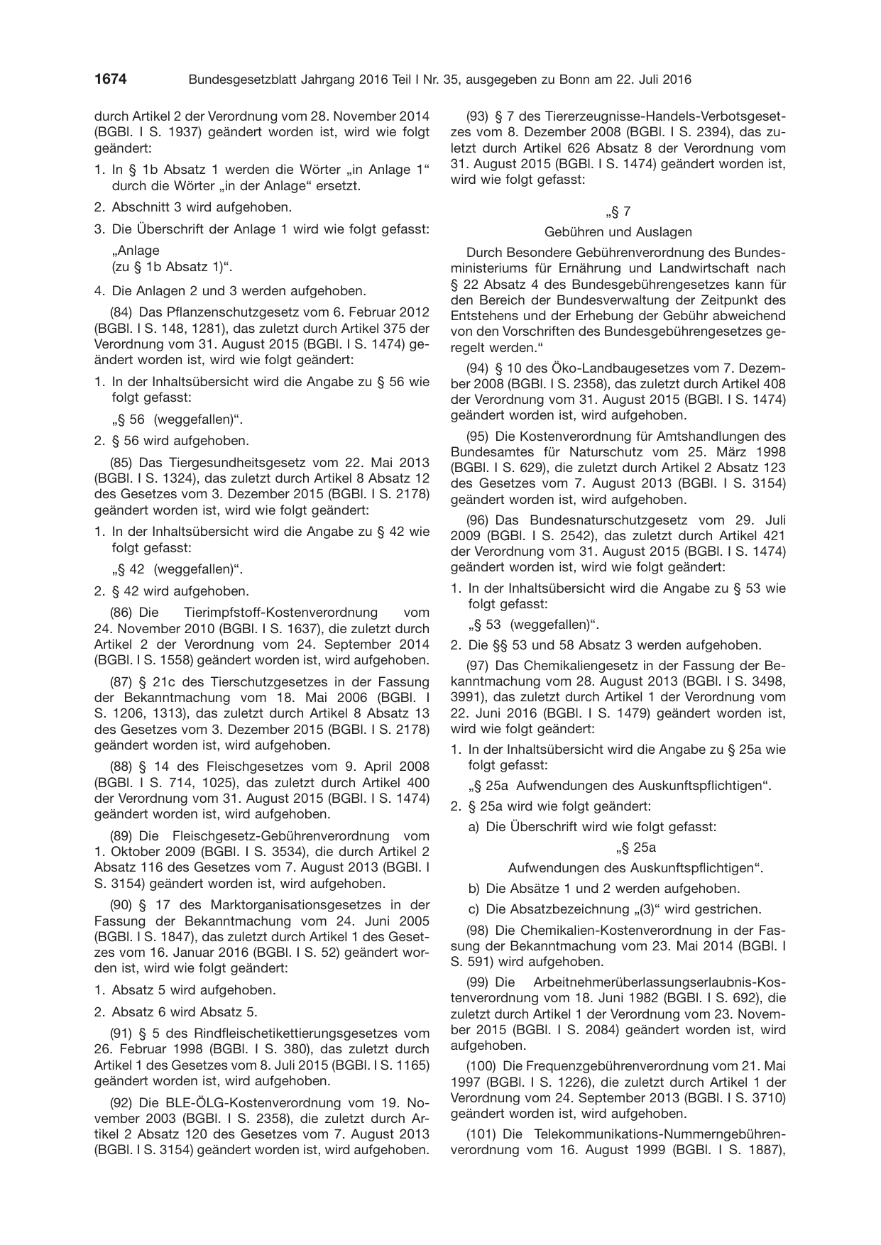 BGBl. 2016, Seite 1674 — Originalseite als Abbildung