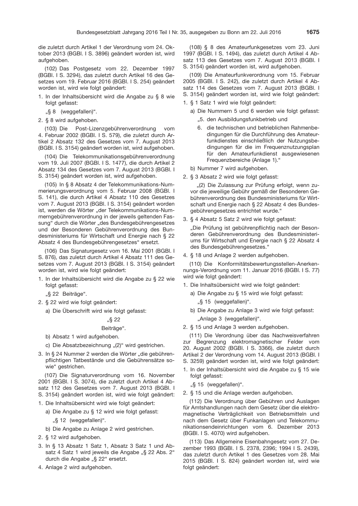 BGBl. 2016, Seite 1675 — Originalseite als Abbildung