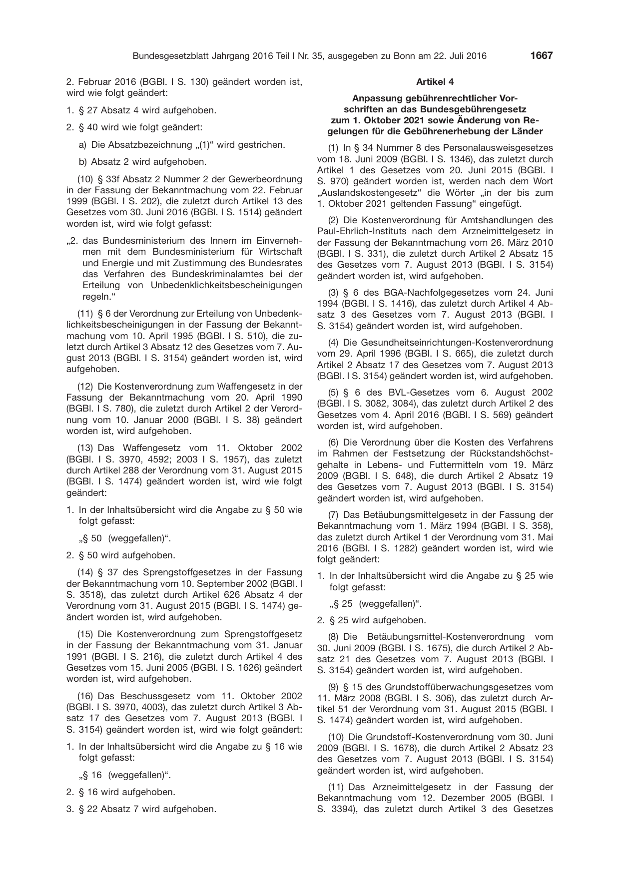 BGBl. 2016, Seite 1667 — Originalseite als Abbildung