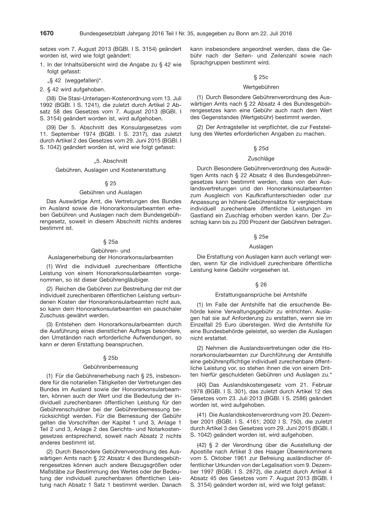 BGBl. 2016, Seite 1670 — Originalseite als Abbildung