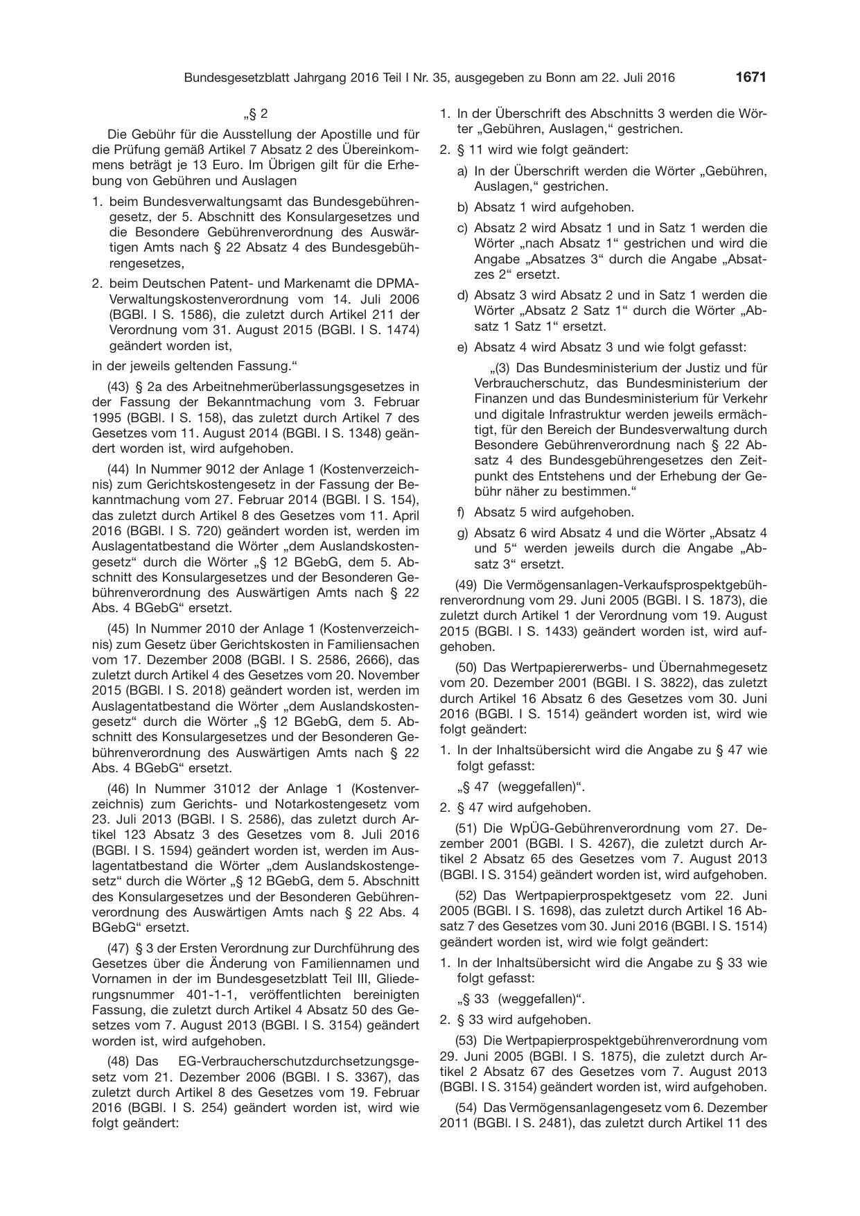 BGBl. 2016, Seite 1671 — Originalseite als Abbildung