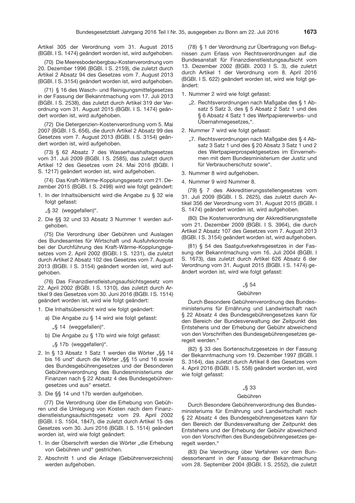 BGBl. 2016, Seite 1673 — Originalseite als Abbildung
