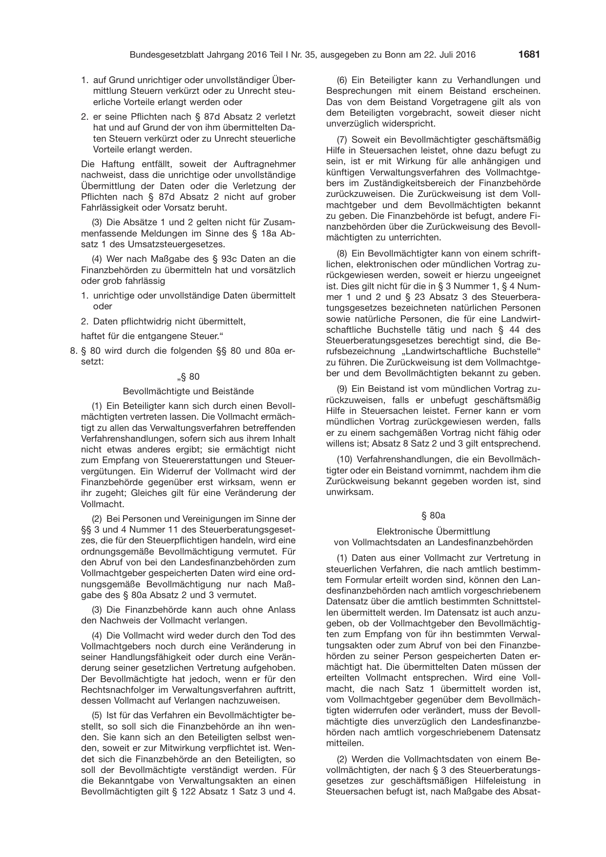 BGBl. 2016, Seite 1681 — Originalseite als Abbildung