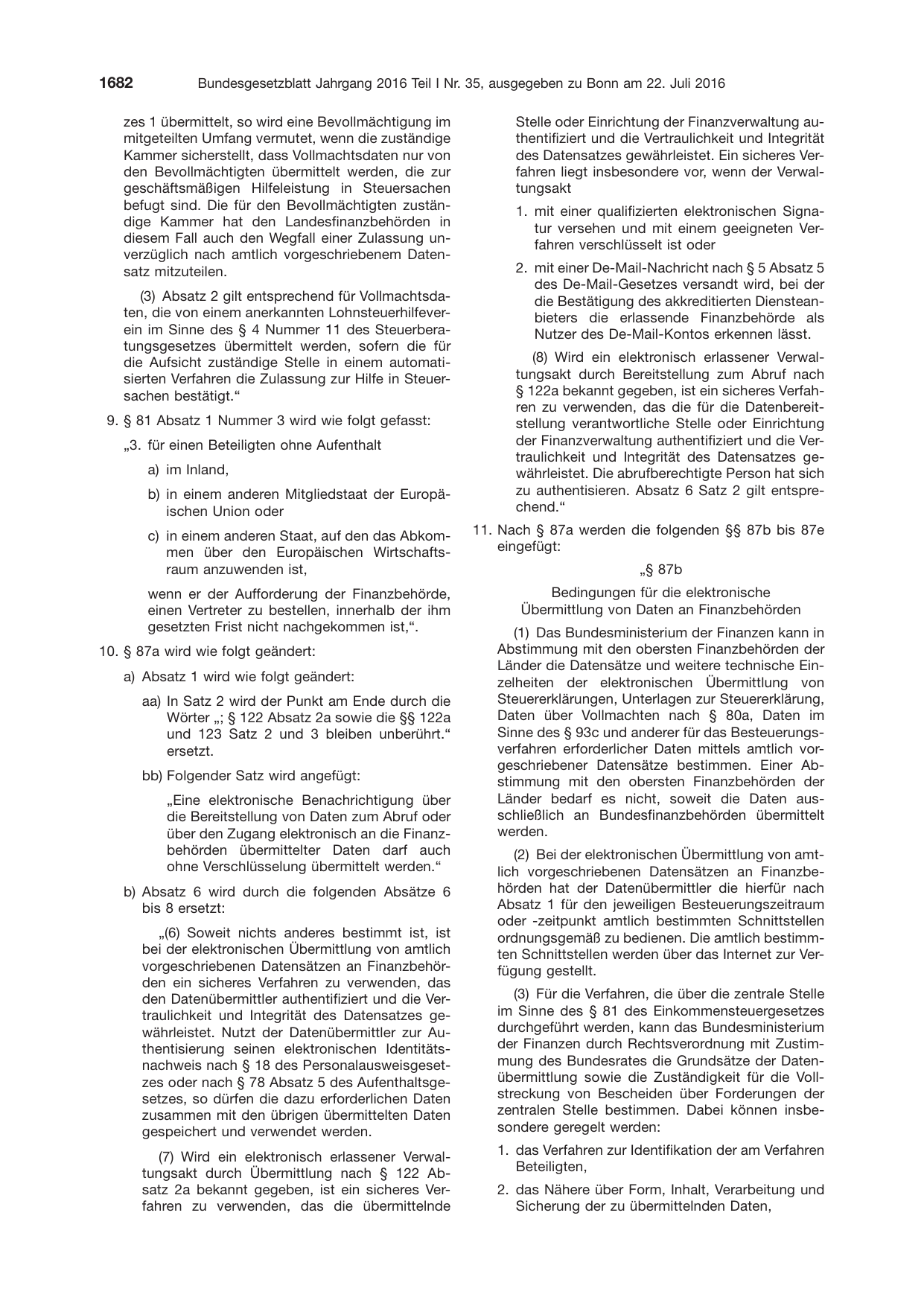 BGBl. 2016, Seite 1682 — Originalseite als Abbildung