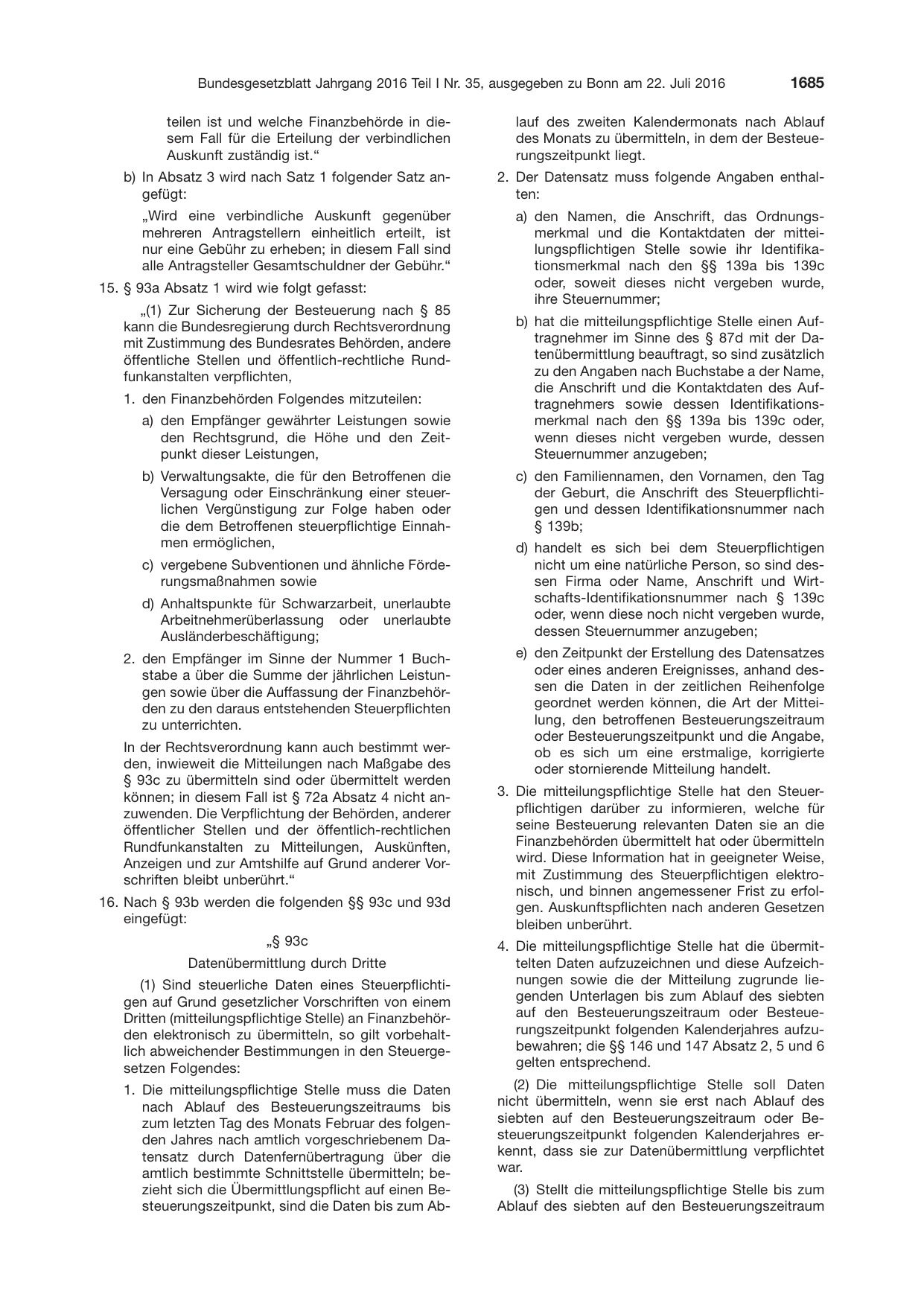 BGBl. 2016, Seite 1685 — Originalseite als Abbildung
