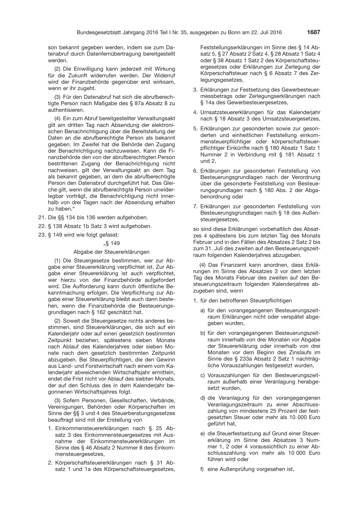 BGBl. 2016, Seite 1687 — Originalseite als Abbildung