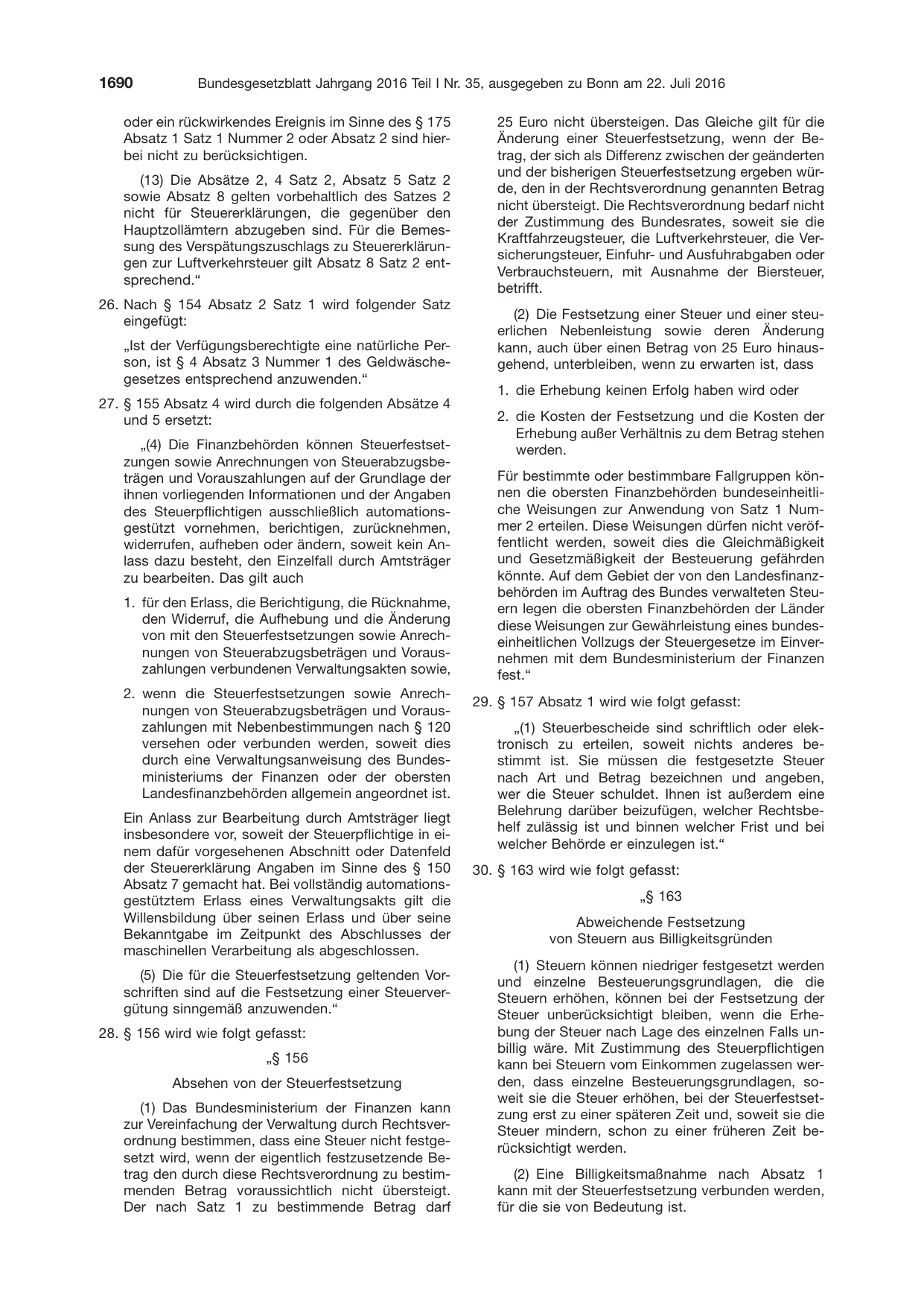 BGBl. 2016, Seite 1690 — Originalseite als Abbildung