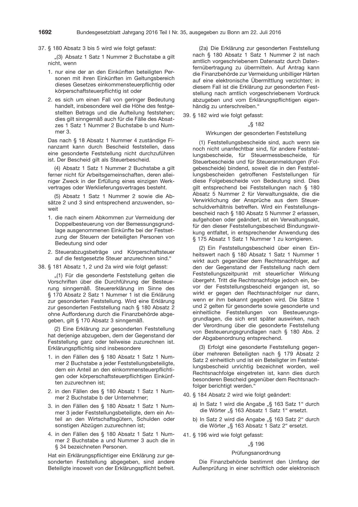 BGBl. 2016, Seite 1692 — Originalseite als Abbildung