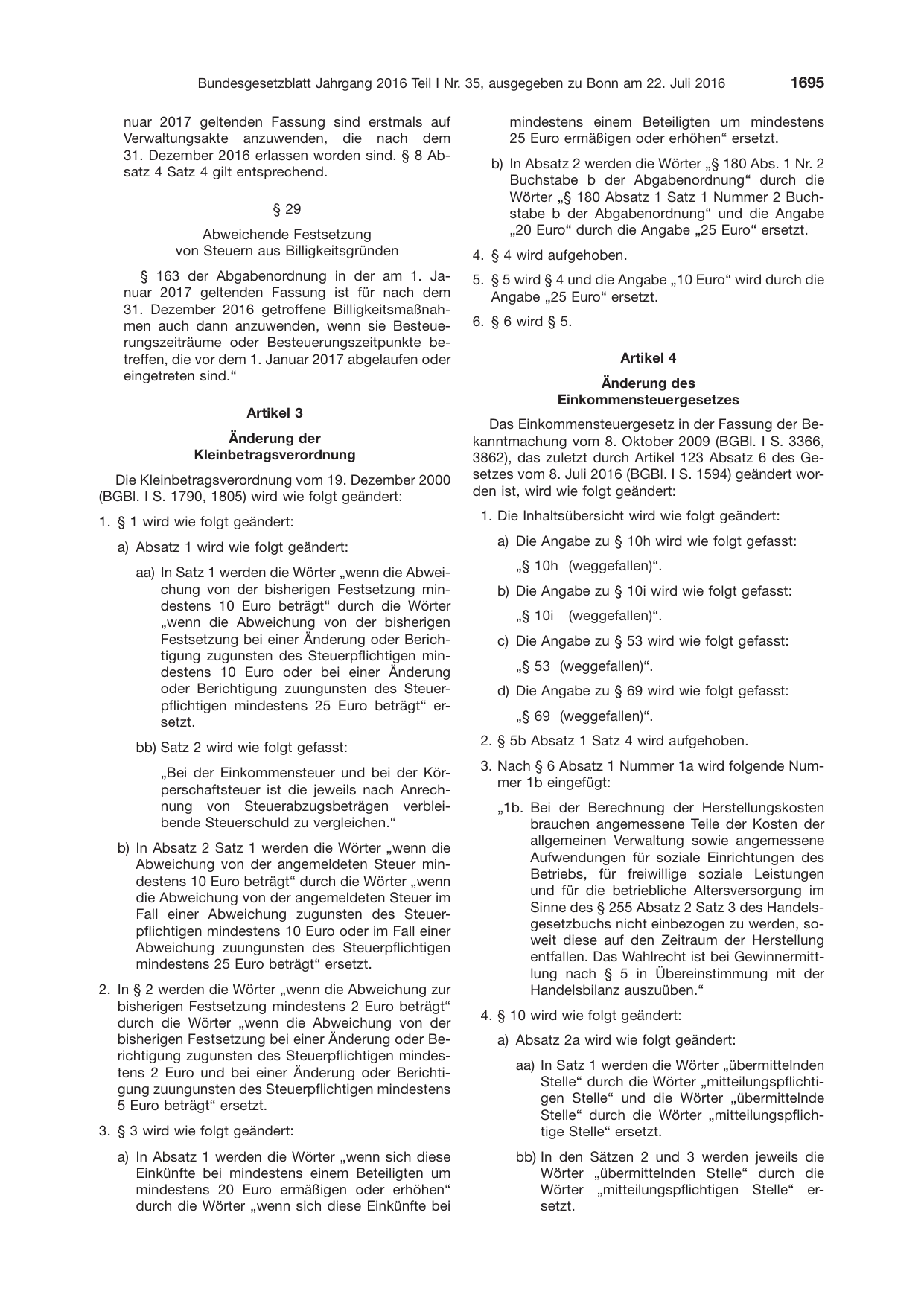 BGBl. 2016, Seite 1695 — Originalseite als Abbildung
