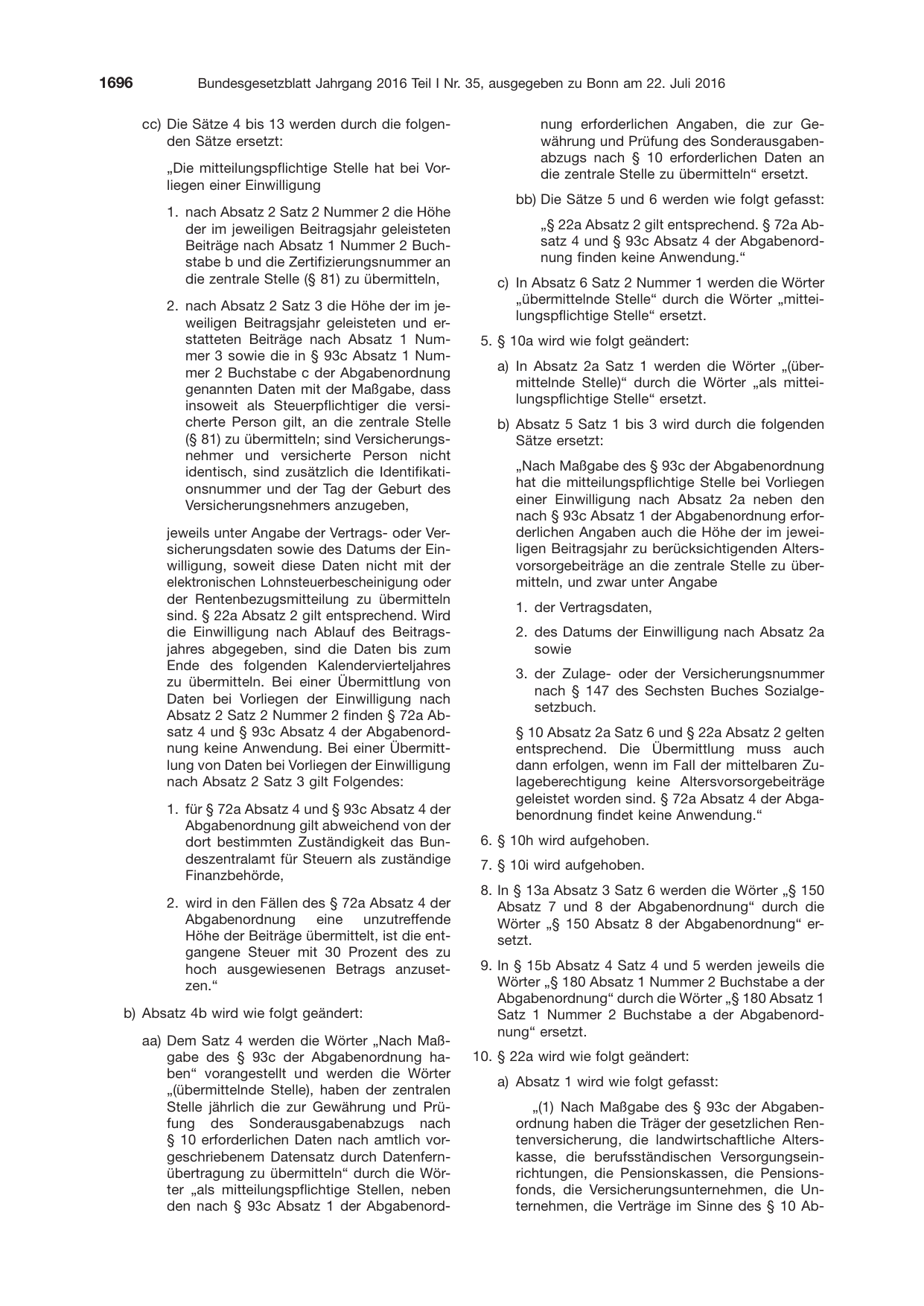 BGBl. 2016, Seite 1696 — Originalseite als Abbildung