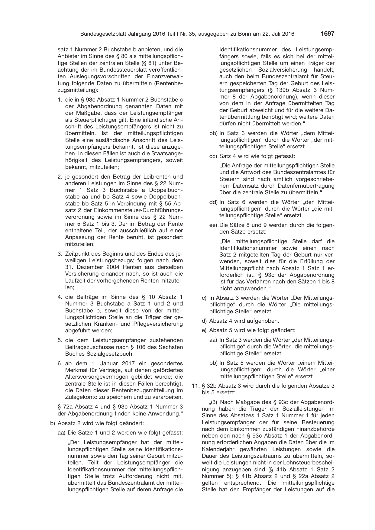 BGBl. 2016, Seite 1697 — Originalseite als Abbildung