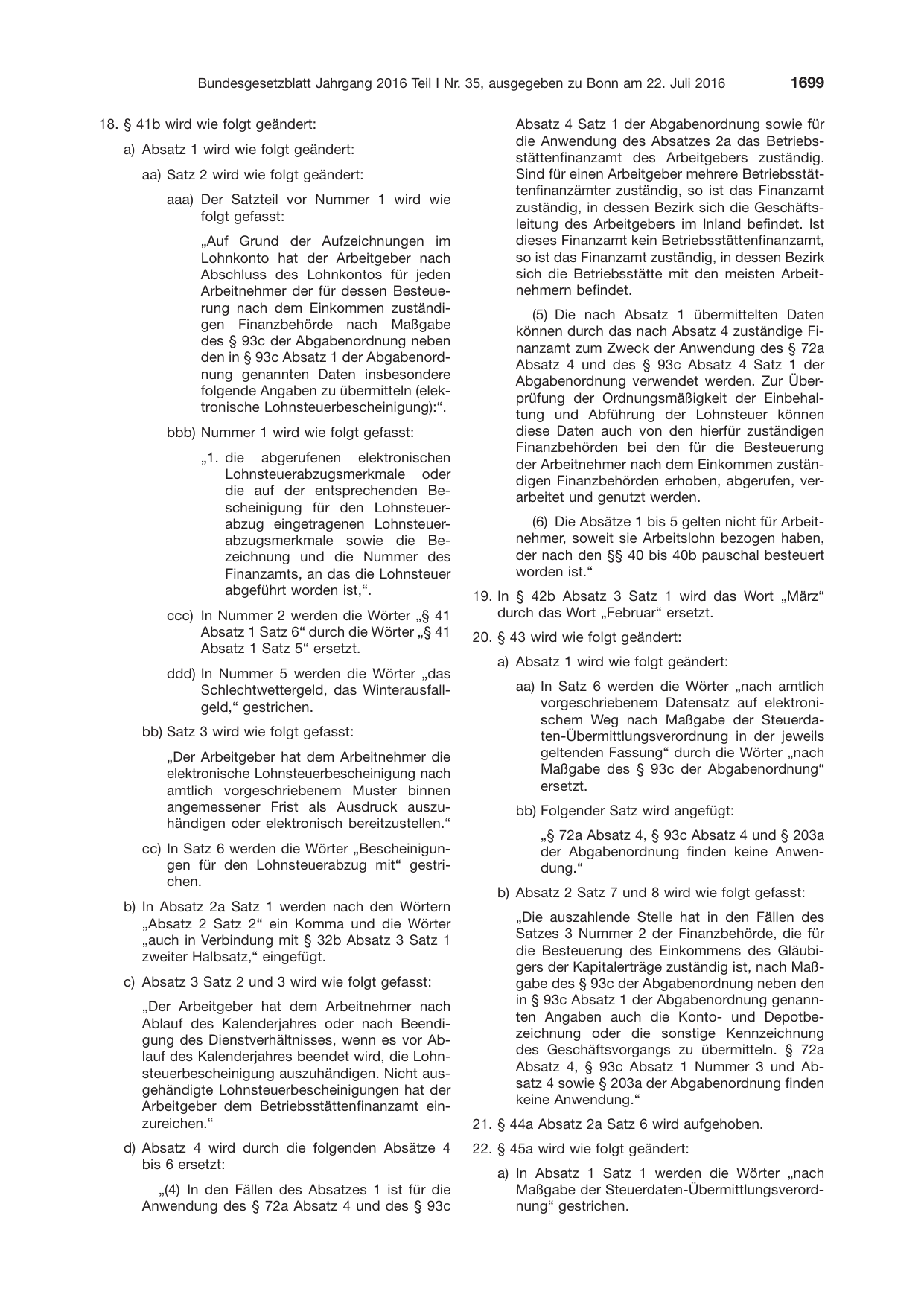 BGBl. 2016, Seite 1699 — Originalseite als Abbildung