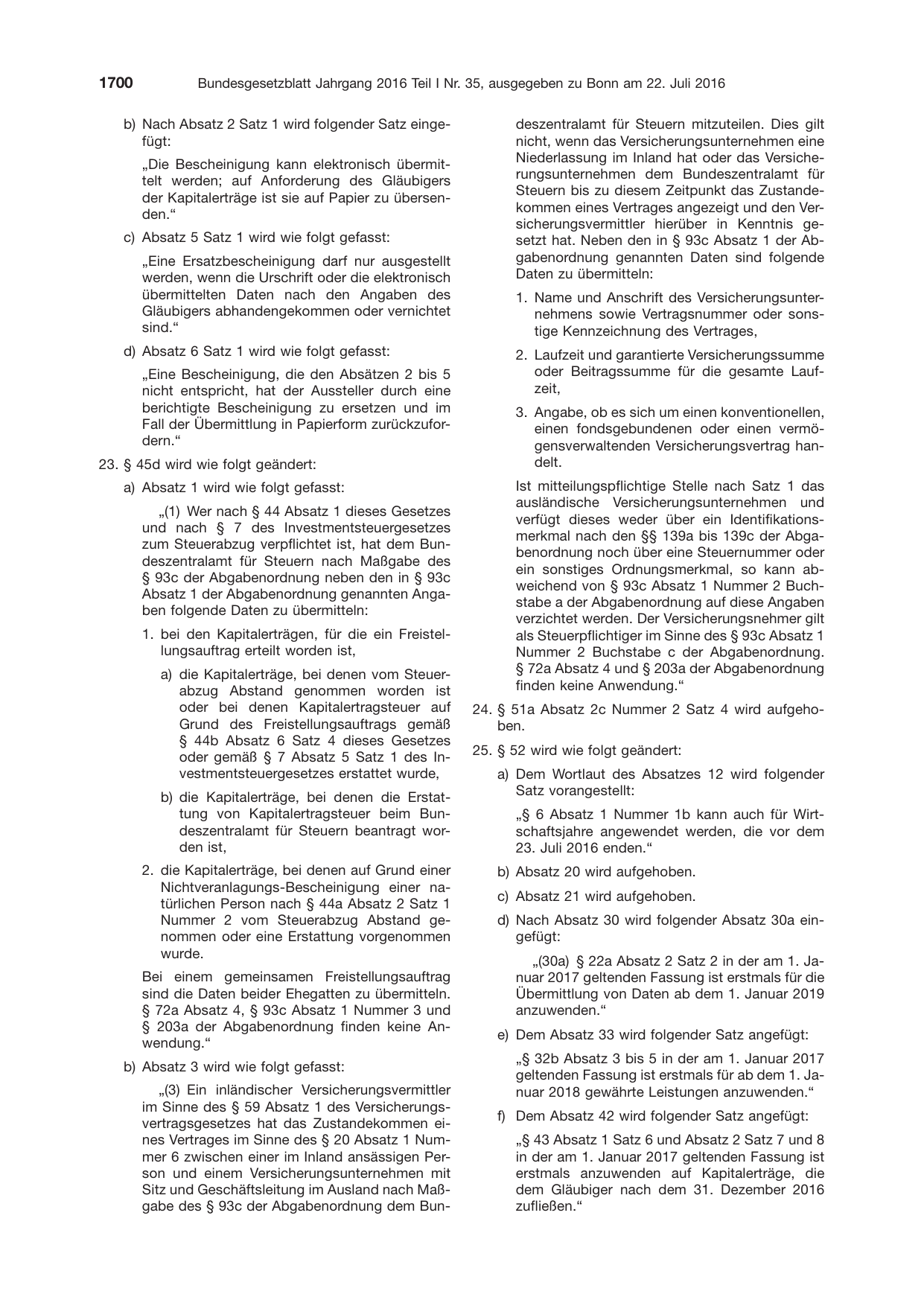 BGBl. 2016, Seite 1700 — Originalseite als Abbildung