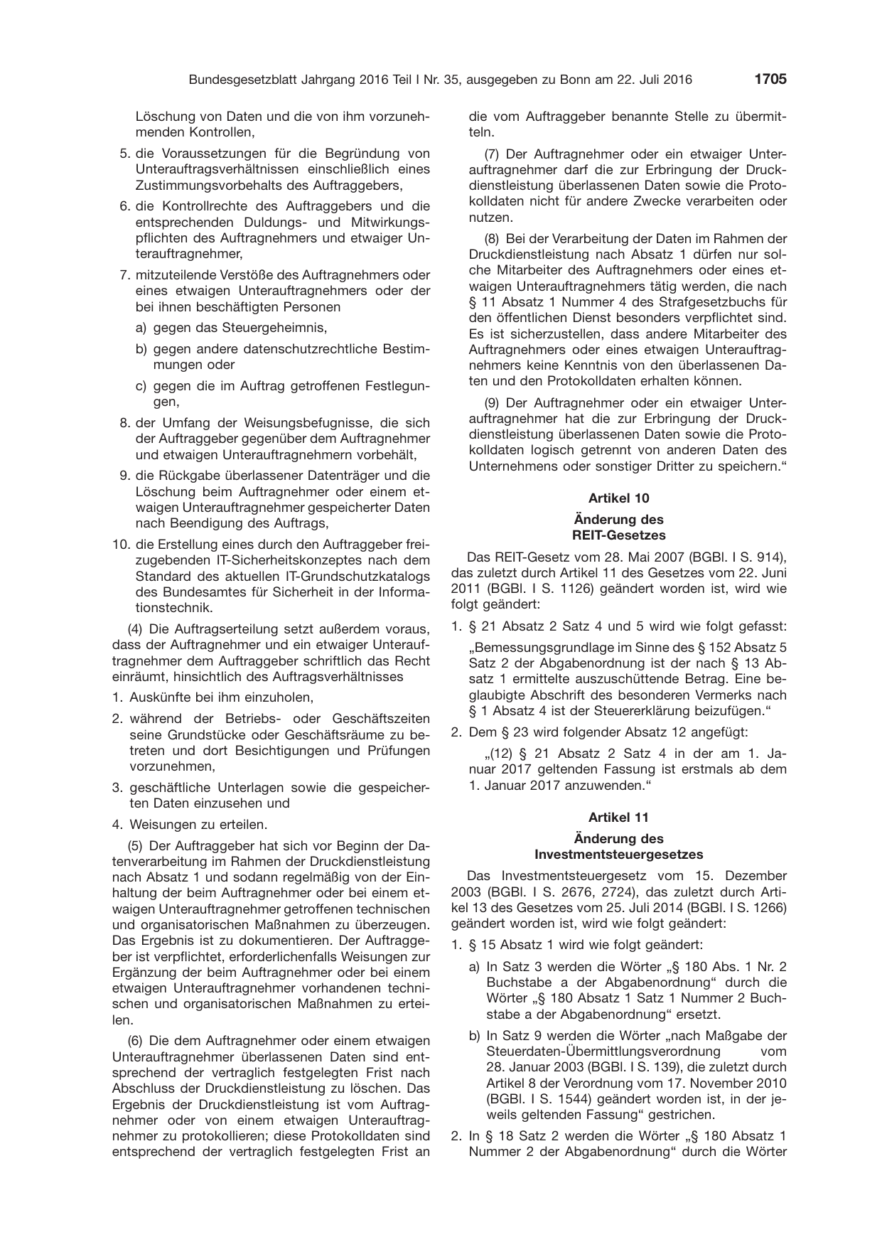 BGBl. 2016, Seite 1705 — Originalseite als Abbildung