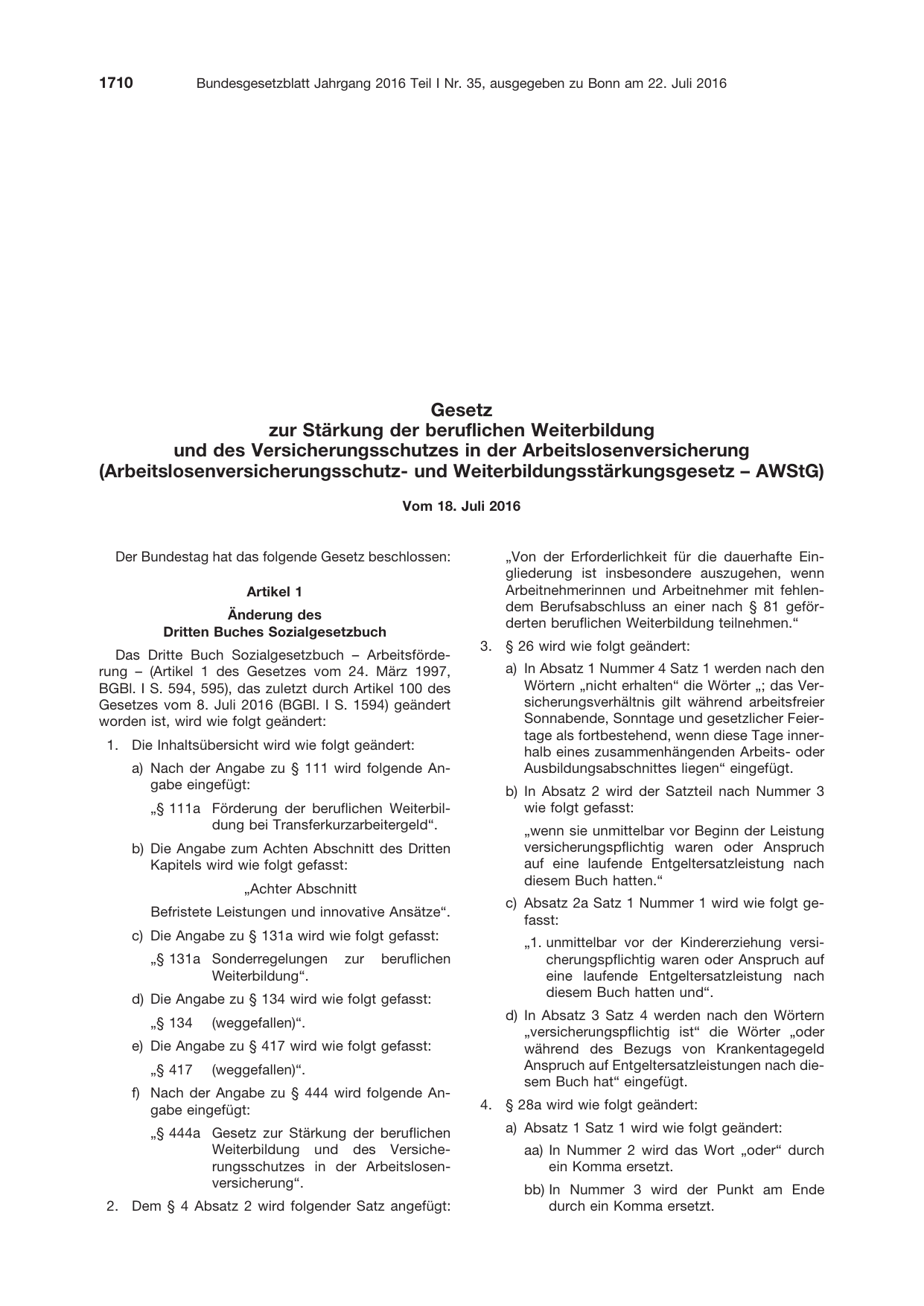 BGBl. 2016, Seite 1710 — Originalseite als Abbildung