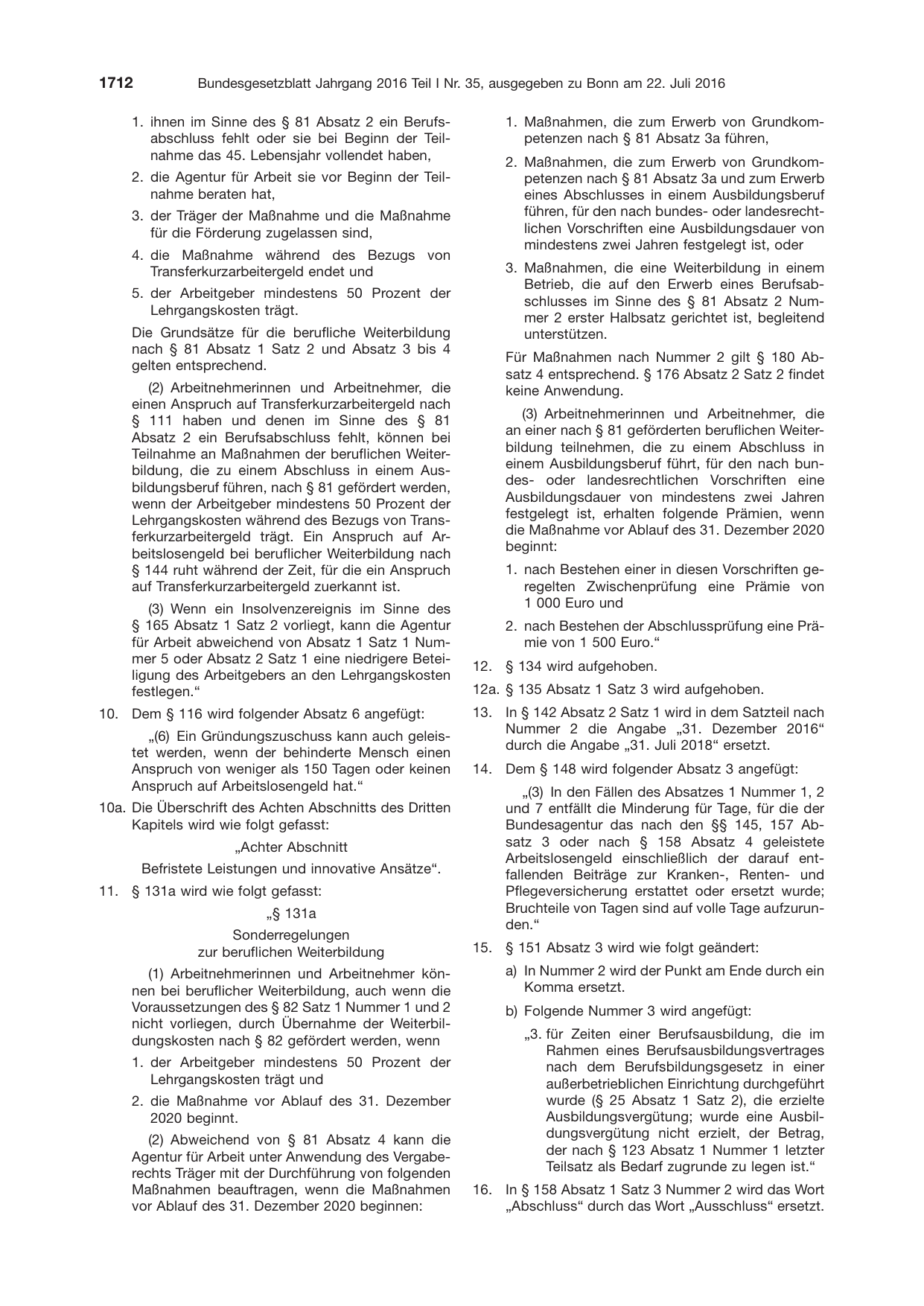 BGBl. 2016, Seite 1712 — Originalseite als Abbildung