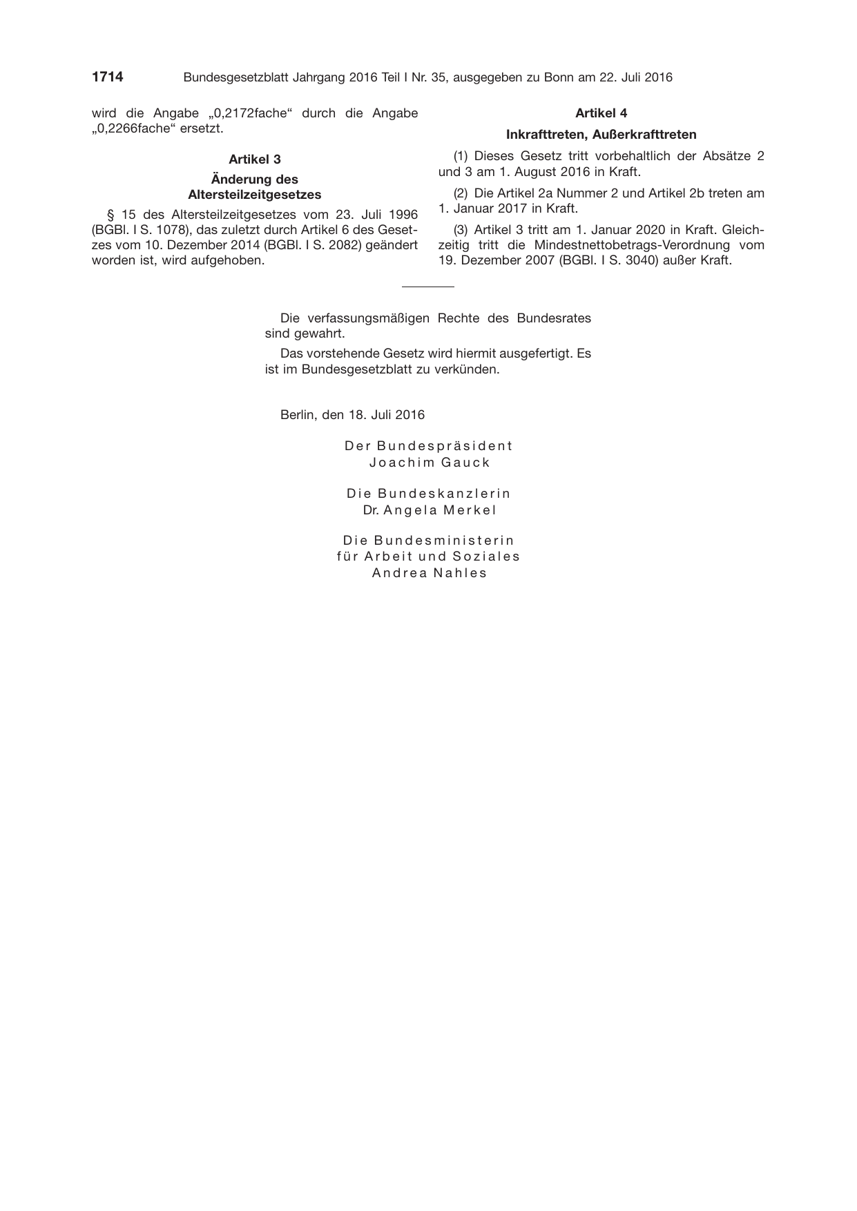 BGBl. 2016, Seite 1714 — Originalseite als Abbildung