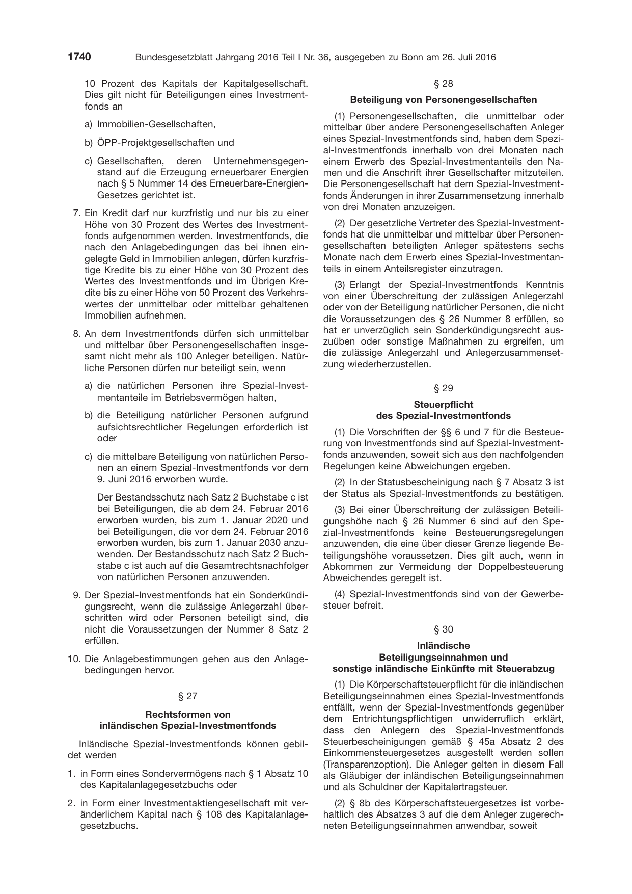 BGBl. 2016, Seite 1740 — Originalseite als Abbildung
