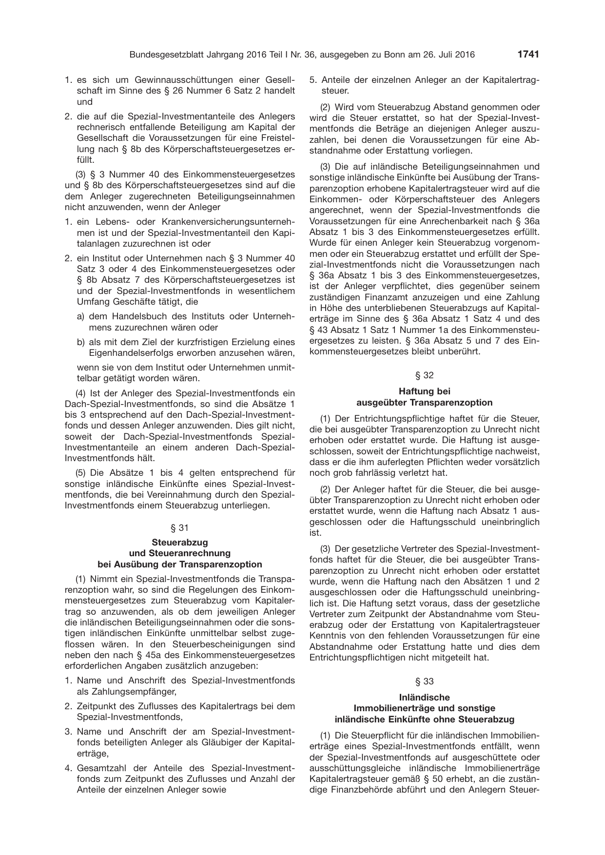 BGBl. 2016, Seite 1741 — Originalseite als Abbildung