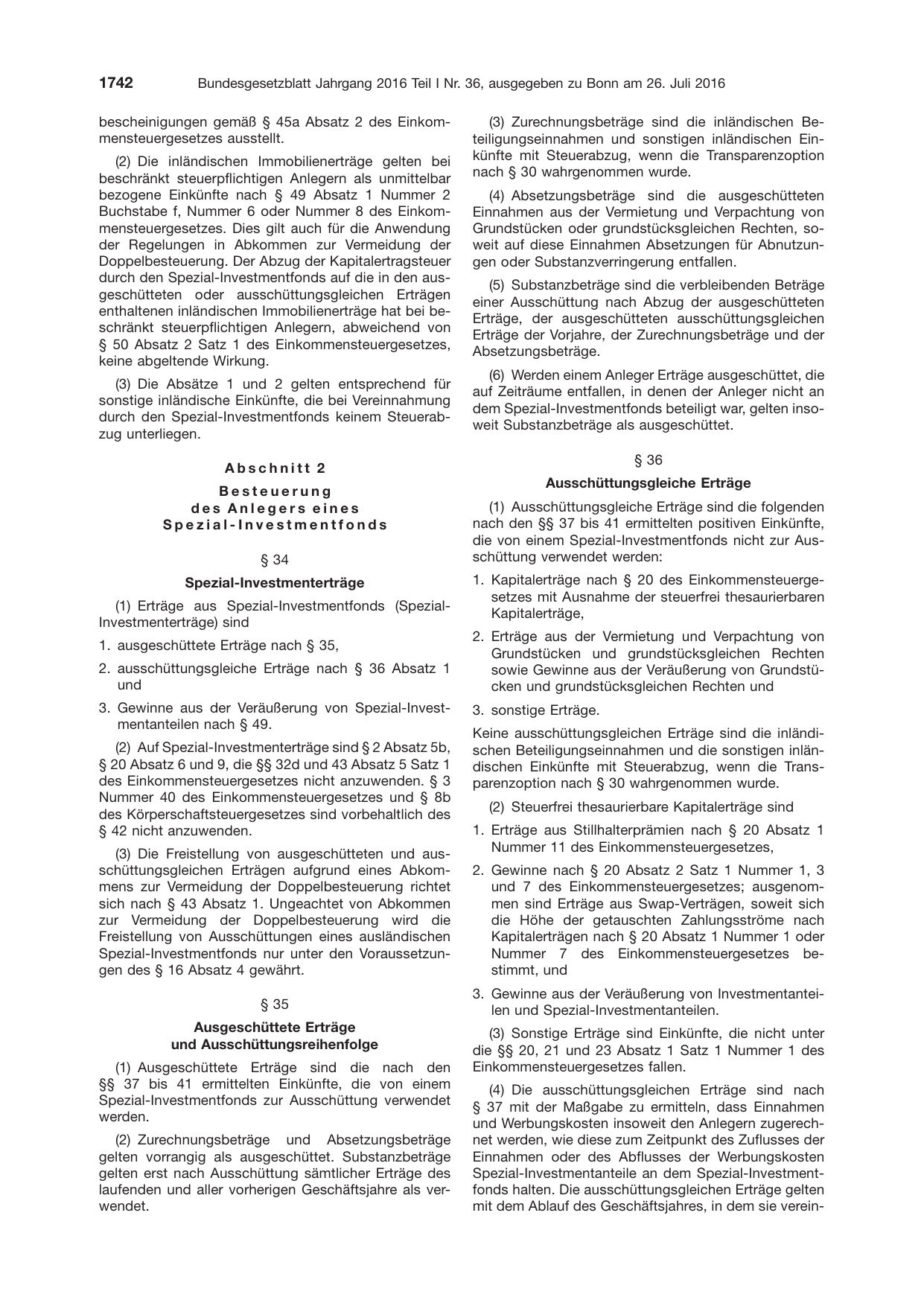 BGBl. 2016, Seite 1742 — Originalseite als Abbildung