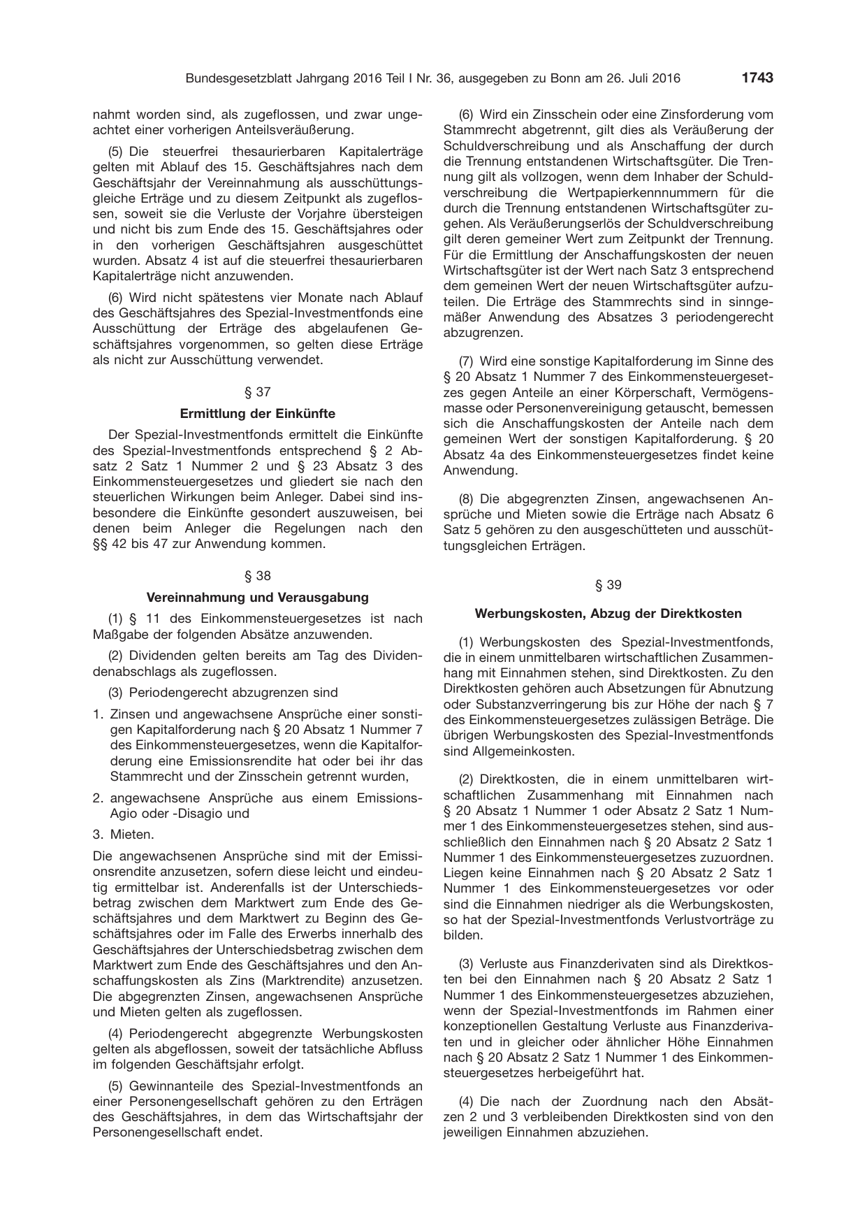 BGBl. 2016, Seite 1743 — Originalseite als Abbildung