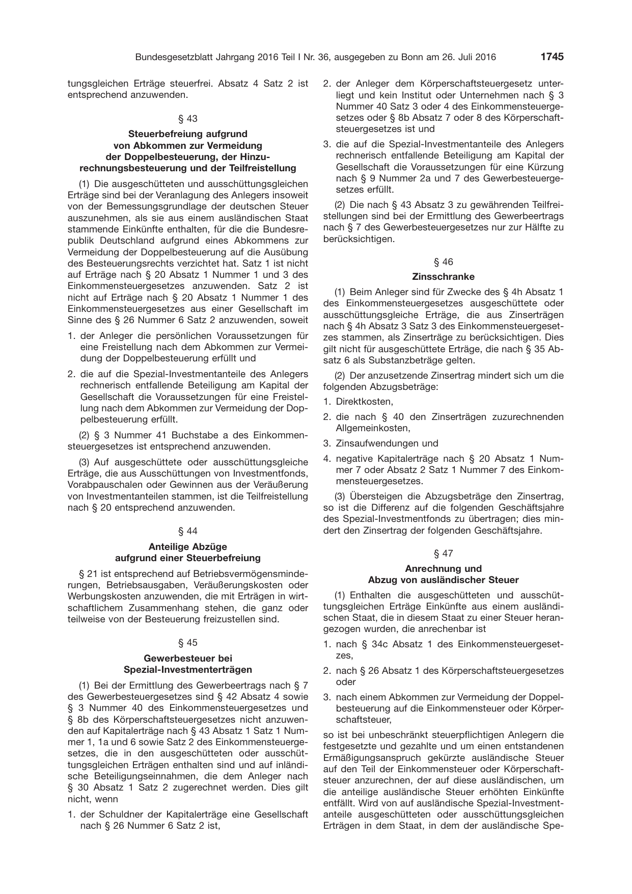 BGBl. 2016, Seite 1745 — Originalseite als Abbildung