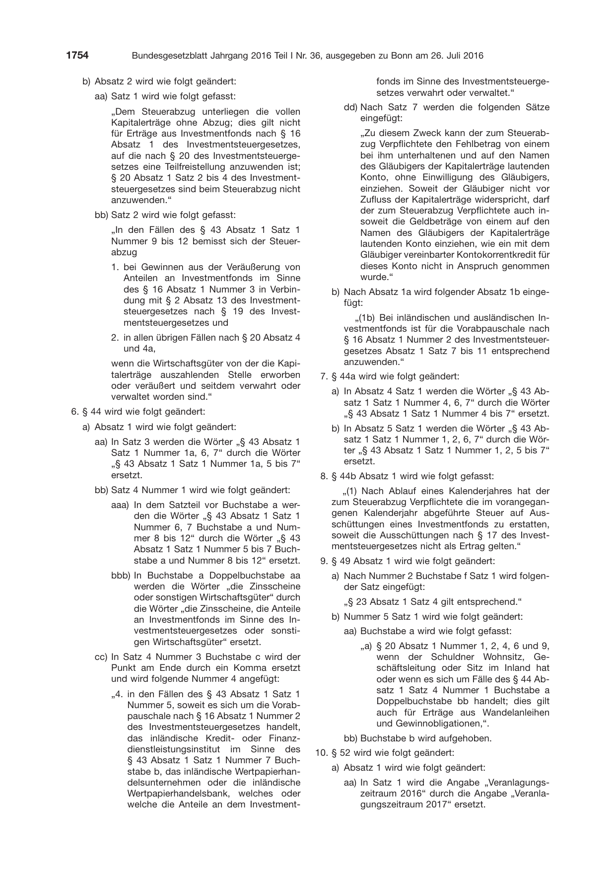 BGBl. 2016, Seite 1754 — Originalseite als Abbildung