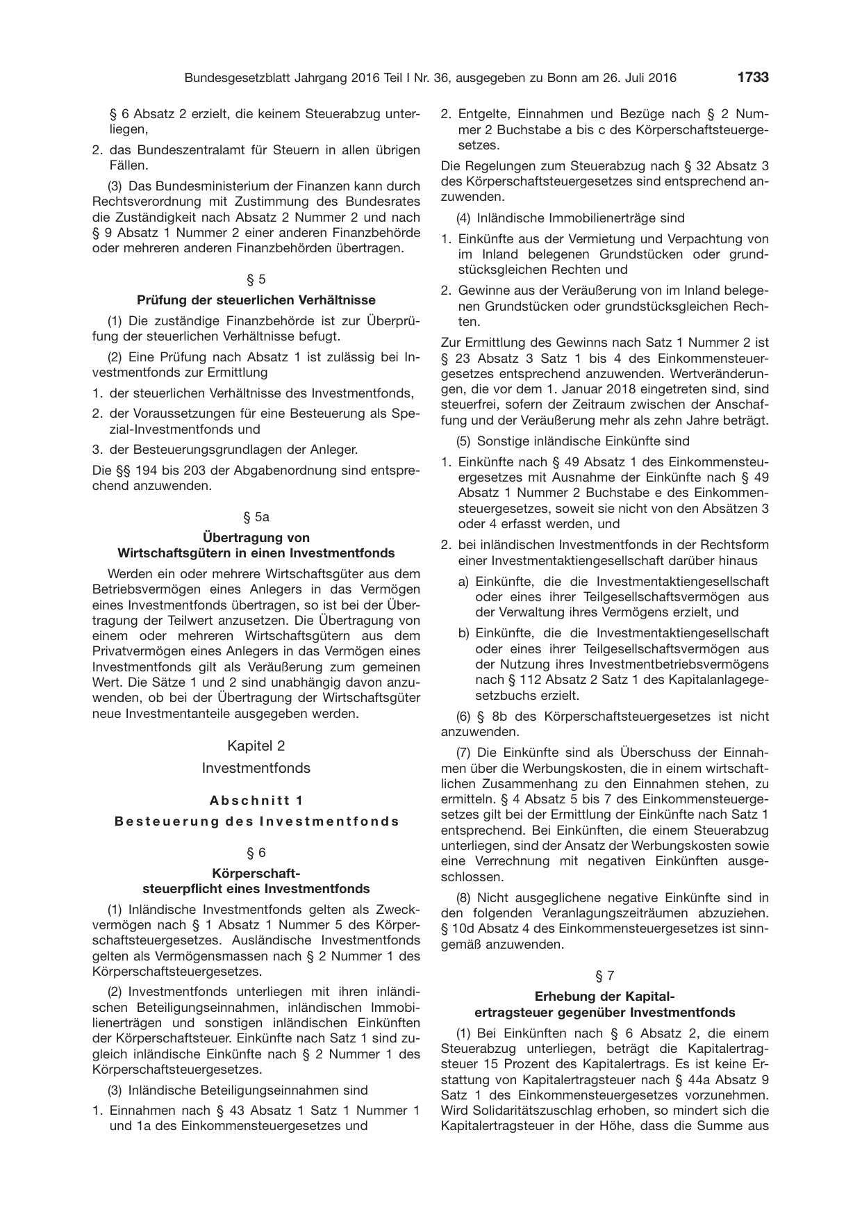 BGBl. 2016, Seite 1733 — Originalseite als Abbildung
