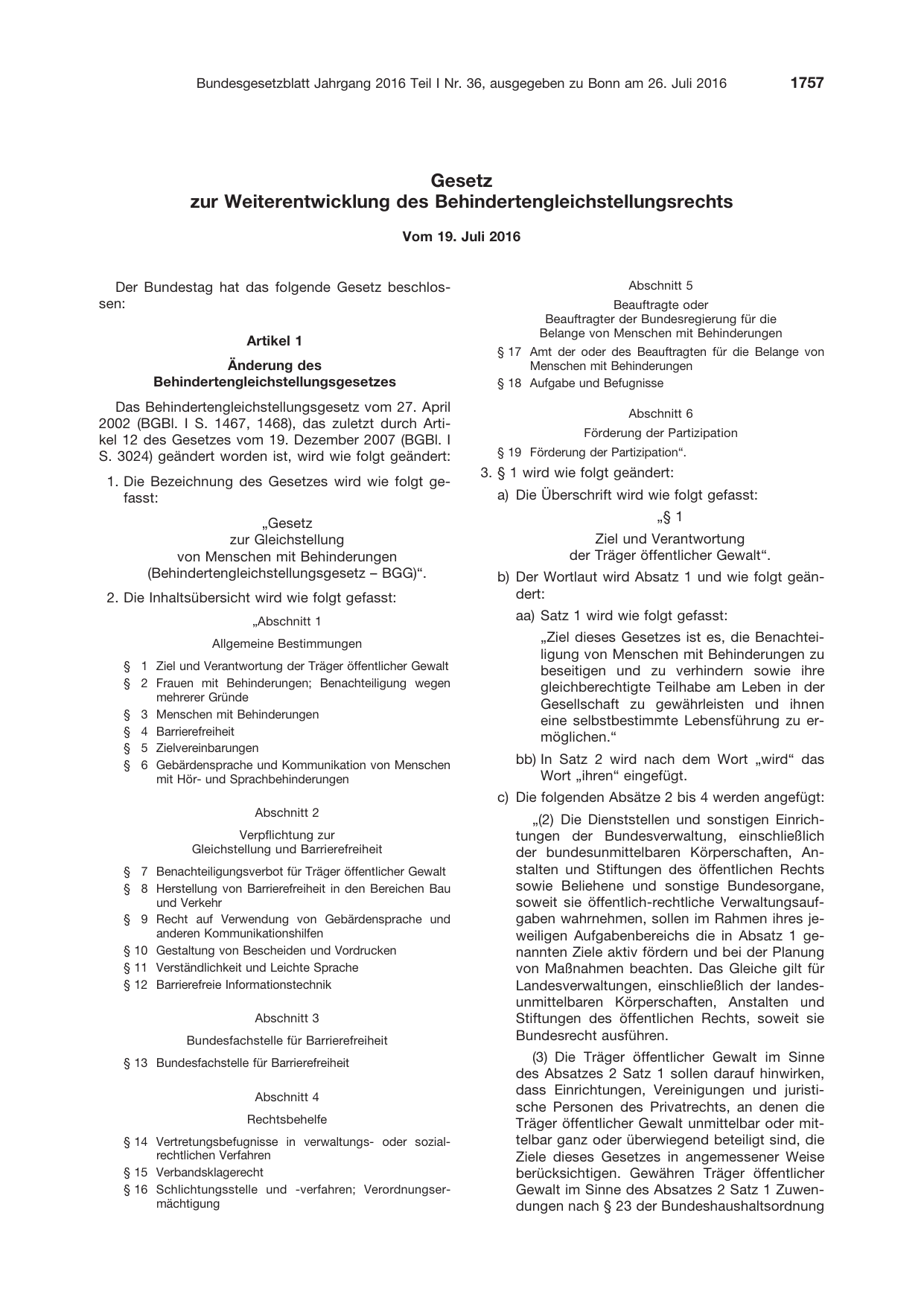 BGBl. 2016, Seite 1757 — Originalseite als Abbildung