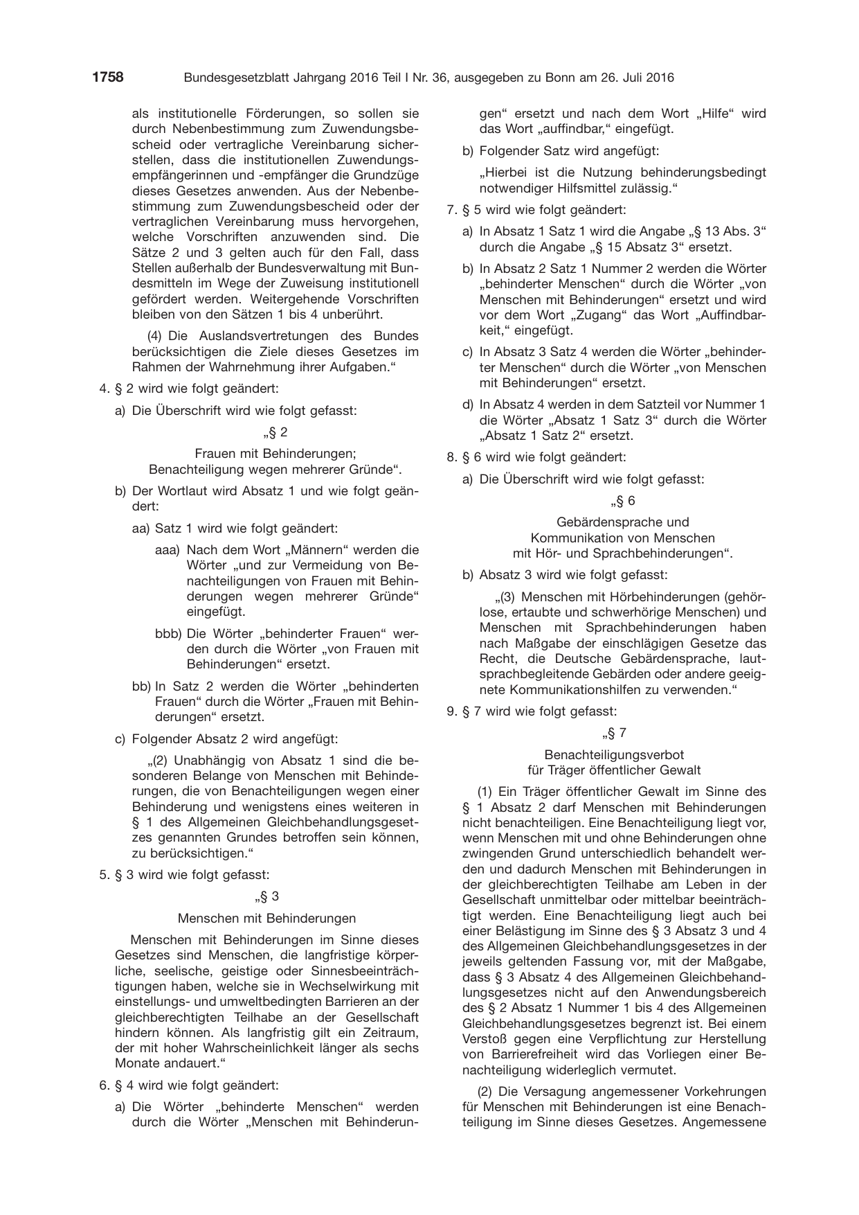 BGBl. 2016, Seite 1758 — Originalseite als Abbildung