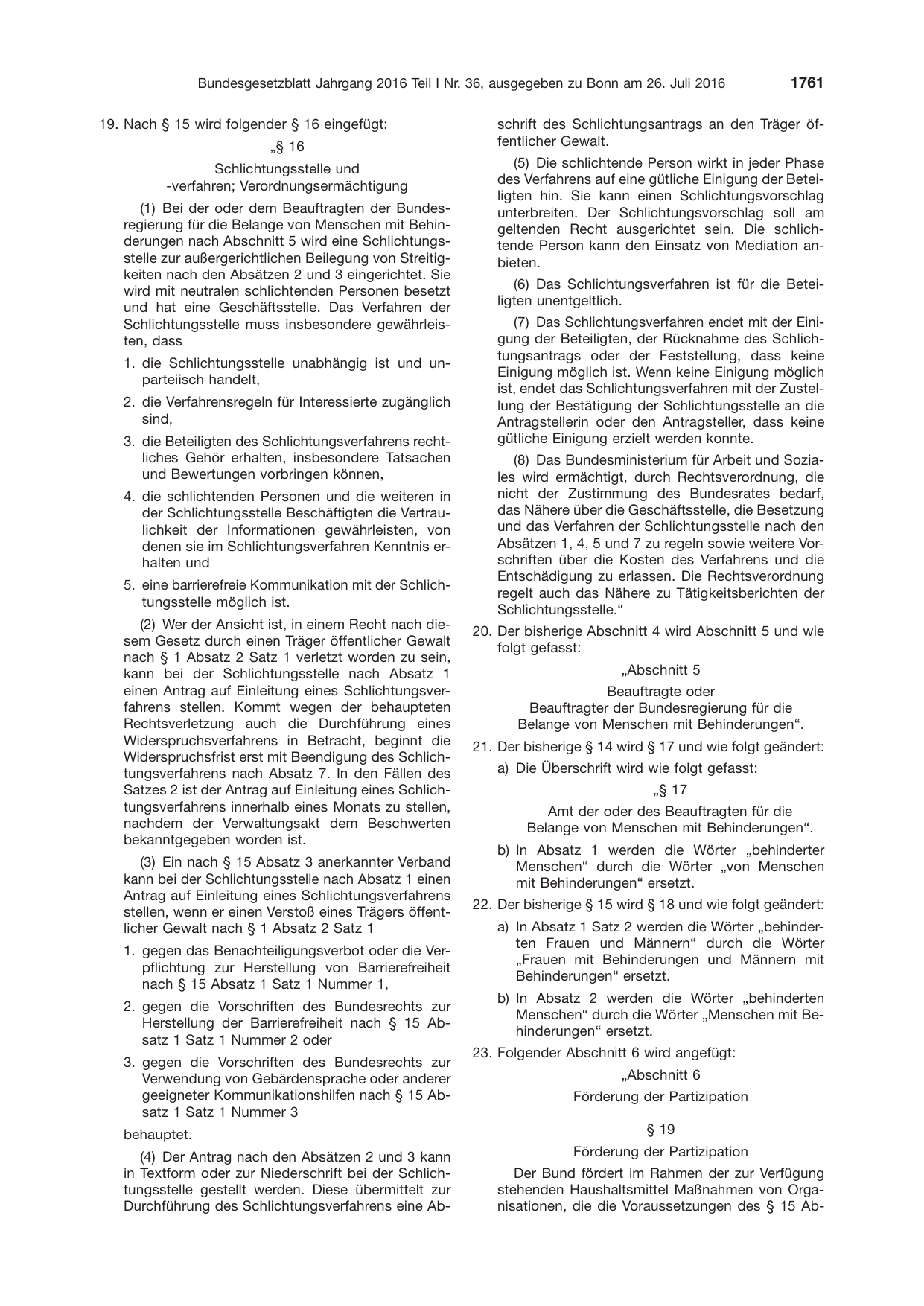 BGBl. 2016, Seite 1761 — Originalseite als Abbildung
