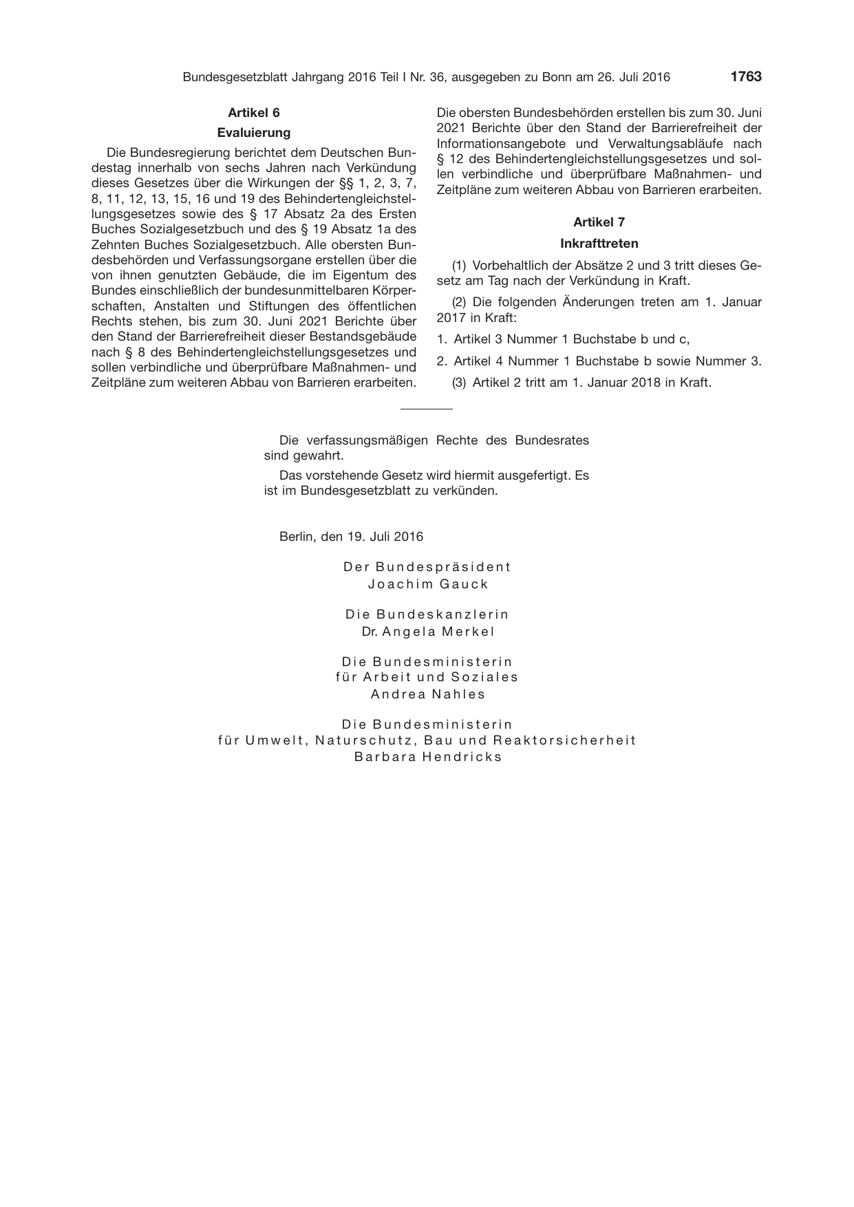 BGBl. 2016, Seite 1763 — Originalseite als Abbildung