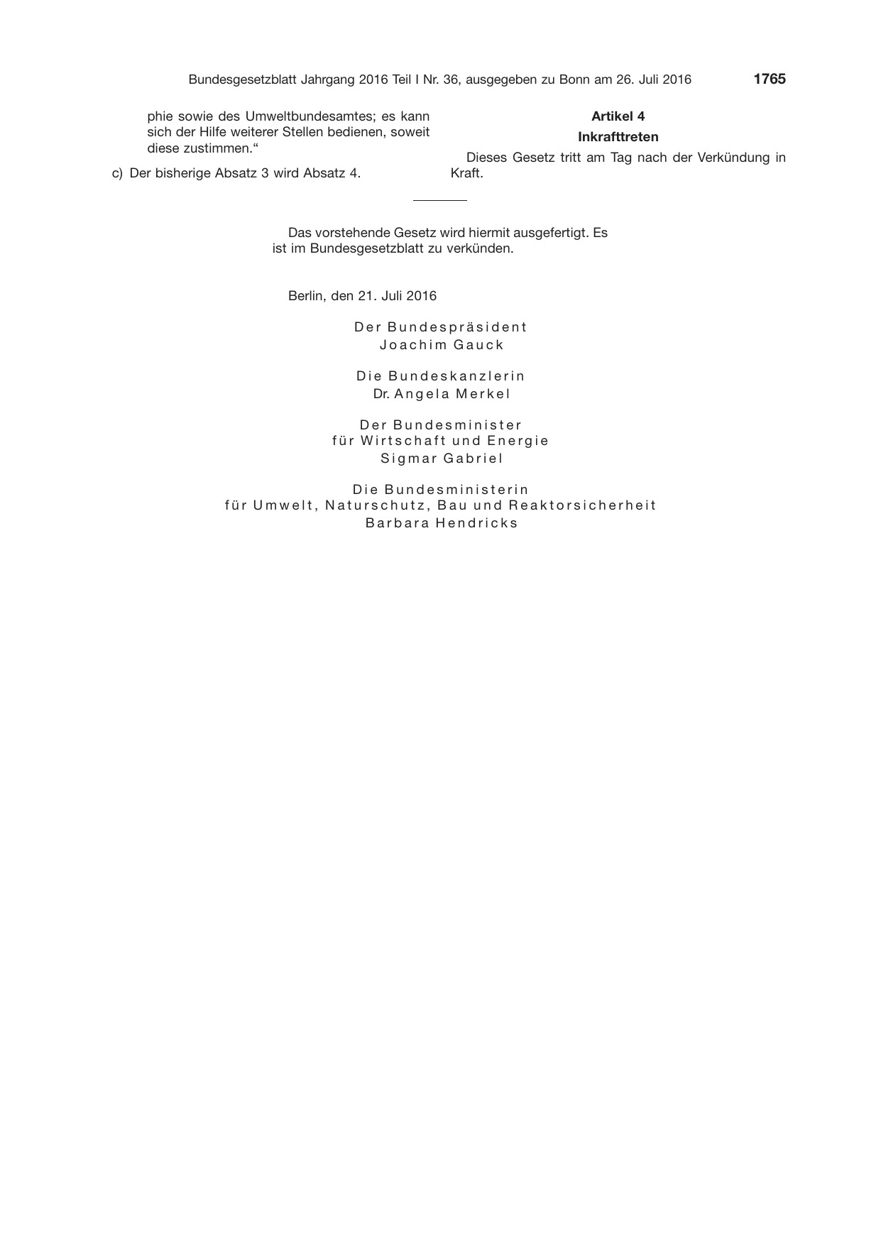 BGBl. 2016, Seite 1765 — Originalseite als Abbildung