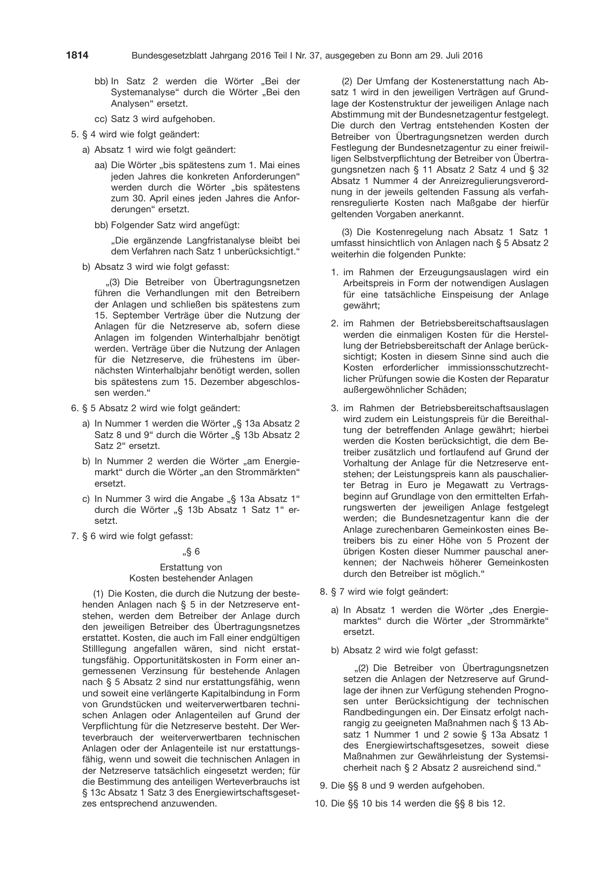 BGBl. 2016, Seite 1814 — Originalseite als Abbildung