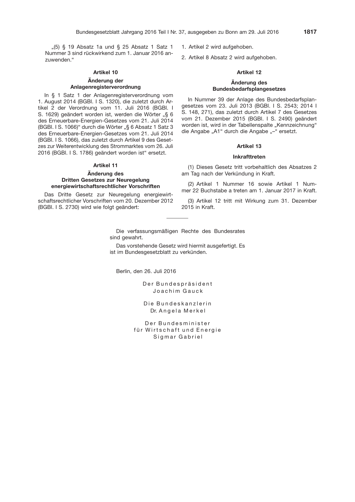 BGBl. 2016, Seite 1817 — Originalseite als Abbildung