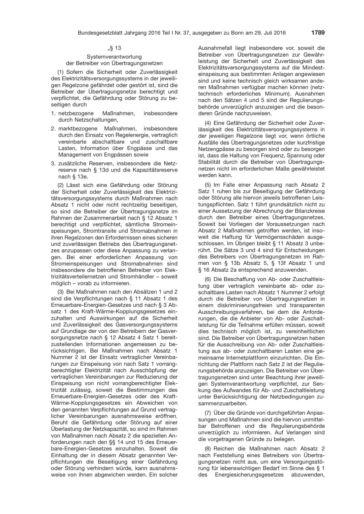 BGBl. 2016, Seite 1789 — Originalseite als Abbildung