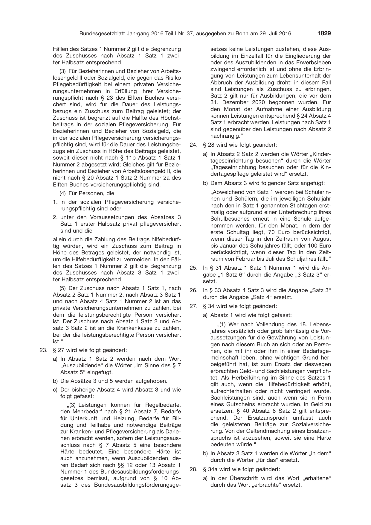 BGBl. 2016, Seite 1829 — Originalseite als Abbildung