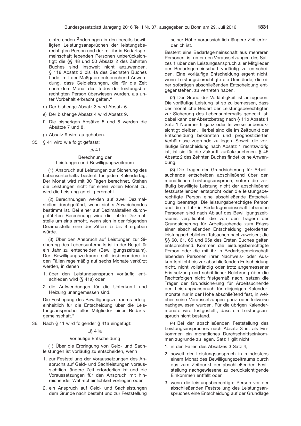 BGBl. 2016, Seite 1831 — Originalseite als Abbildung