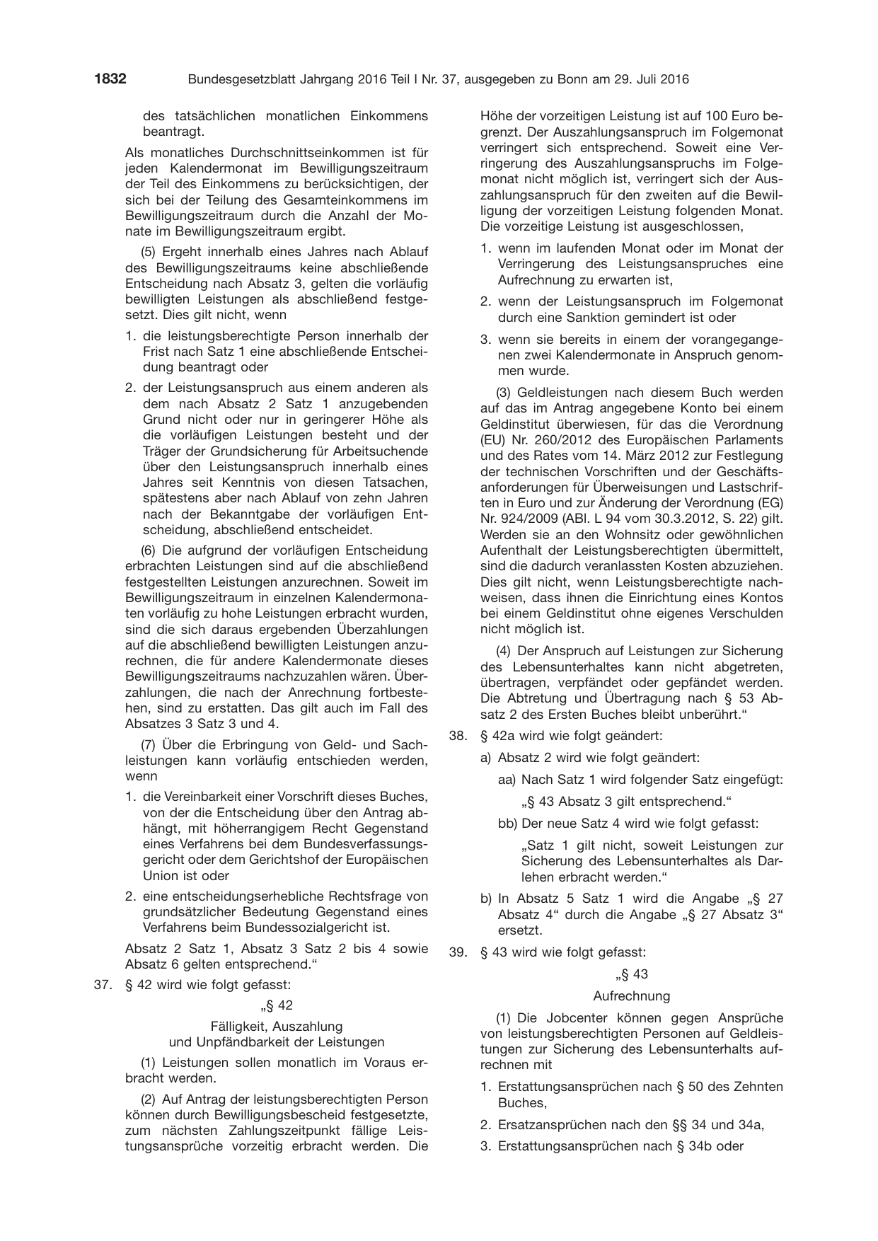 BGBl. 2016, Seite 1832 — Originalseite als Abbildung