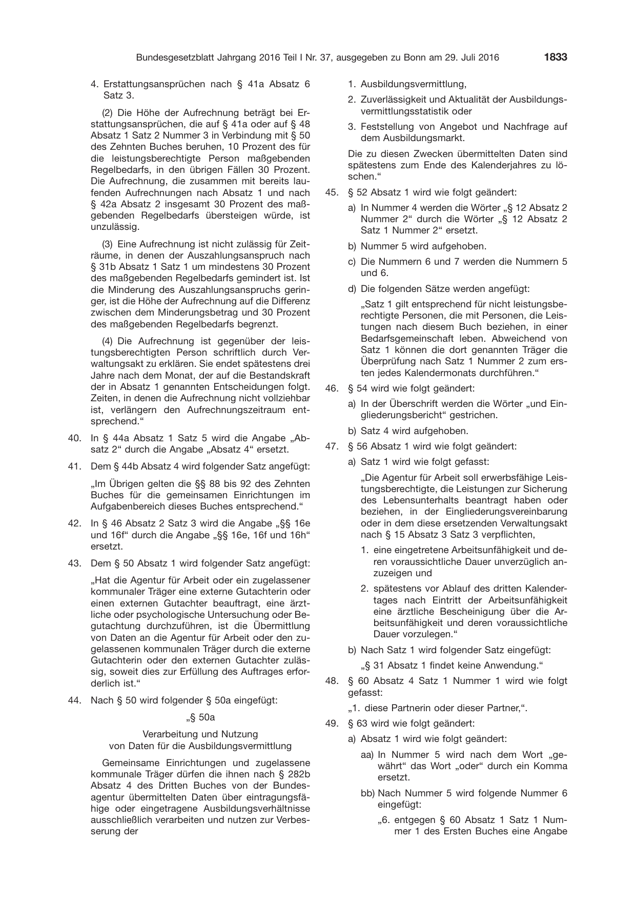 BGBl. 2016, Seite 1833 — Originalseite als Abbildung