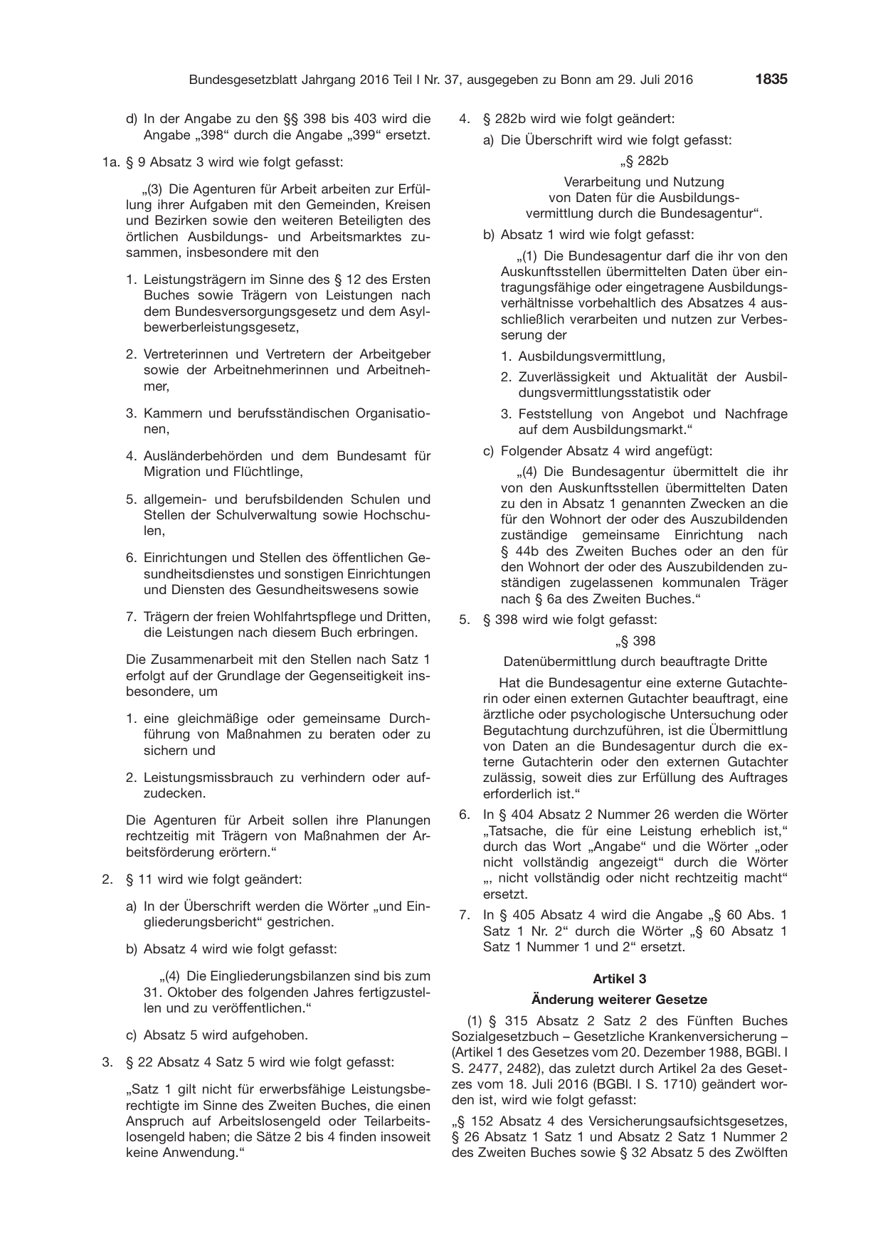 BGBl. 2016, Seite 1835 — Originalseite als Abbildung
