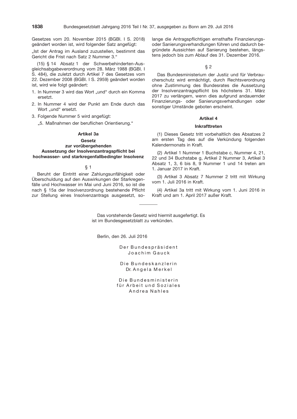 BGBl. 2016, Seite 1838 — Originalseite als Abbildung