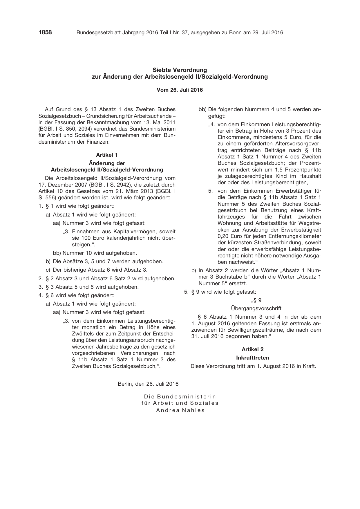 BGBl. 2016, Seite 1858 — Originalseite als Abbildung